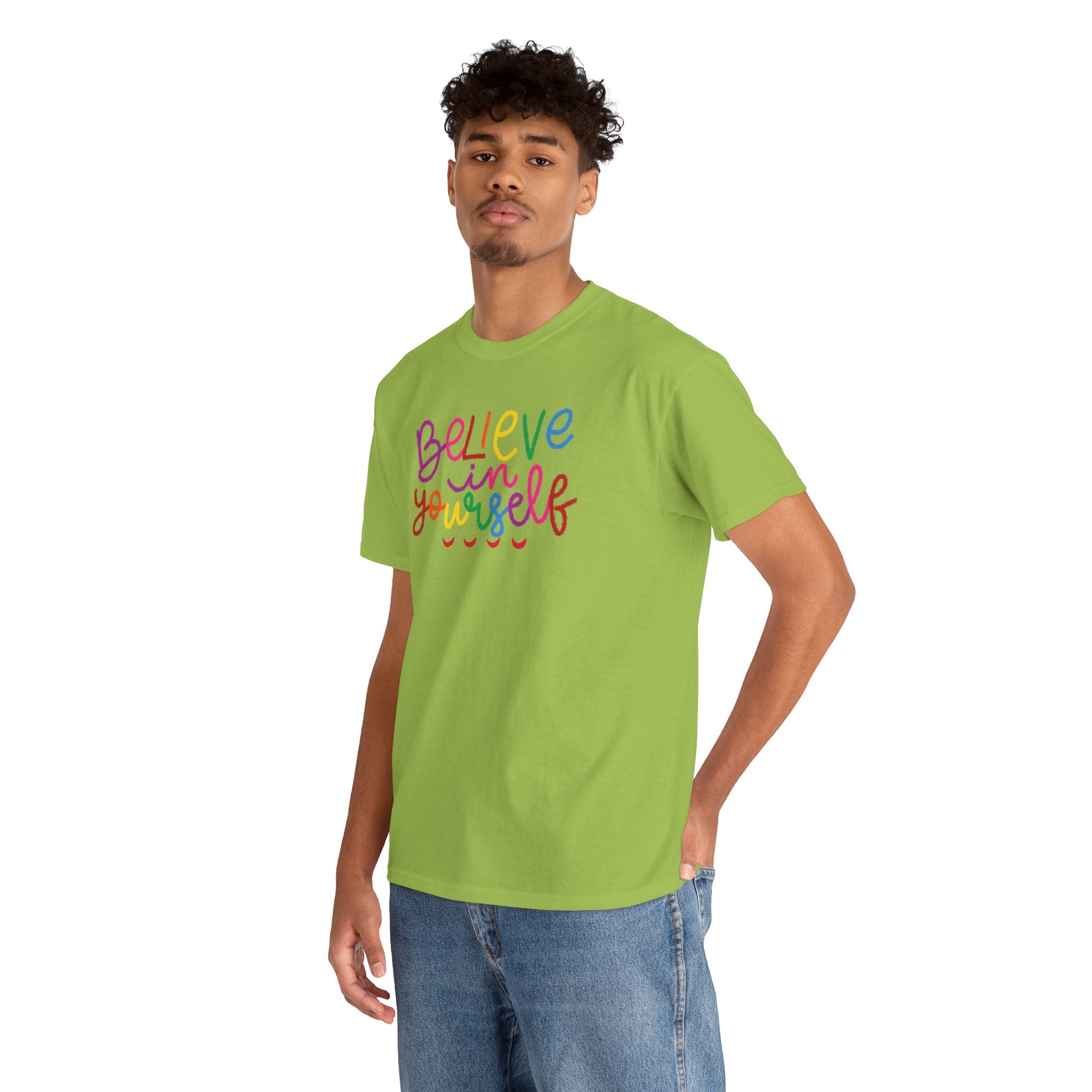 Believe in Yourself Tee — Rainbow Inspirational Motivational Shirt