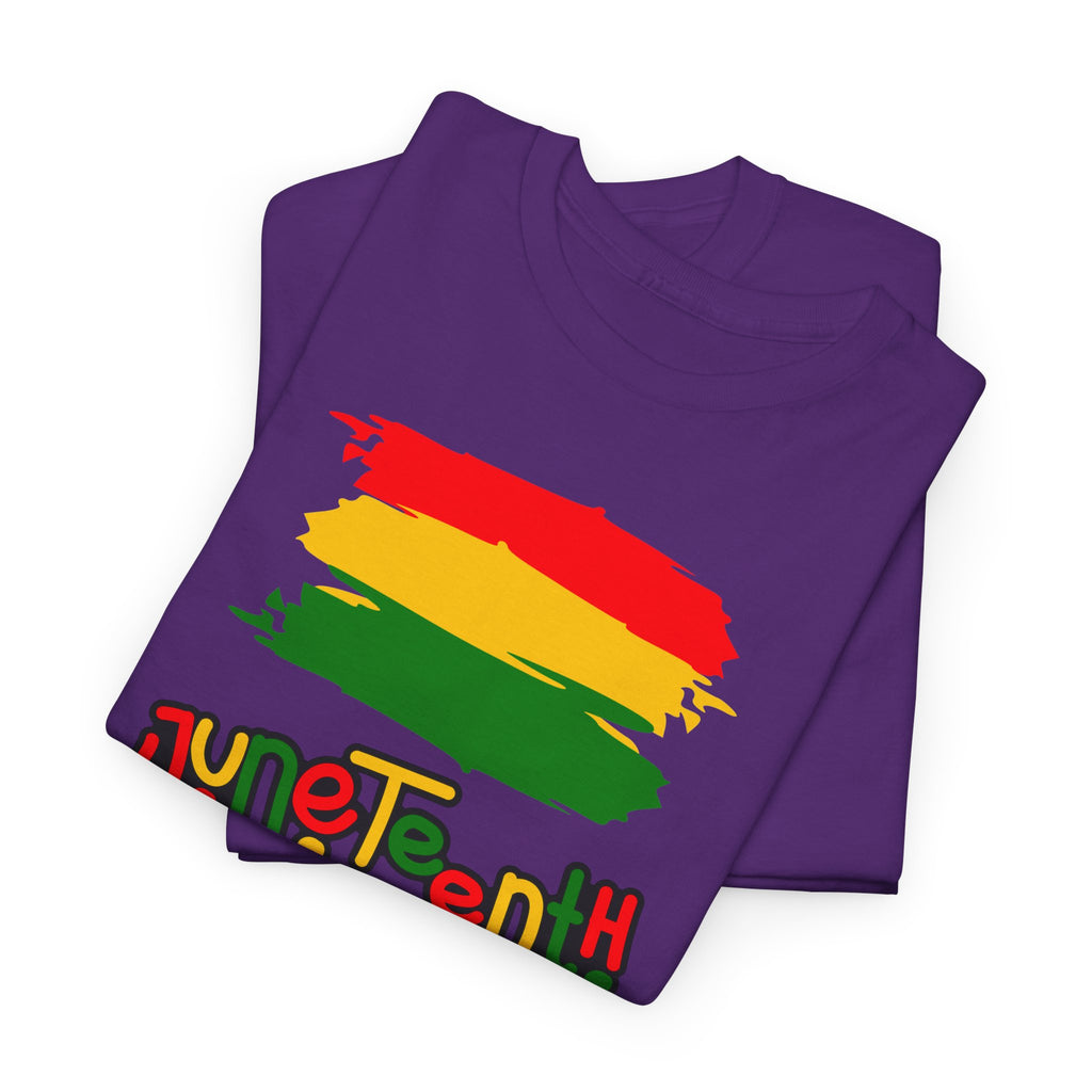 Juneteenth Graphic Tee — Rasta Flag Brushstroke Design
