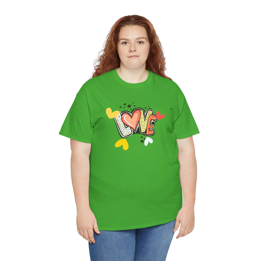 Love Heart Graphic Tee — Retro Doodle "LOVE" Design