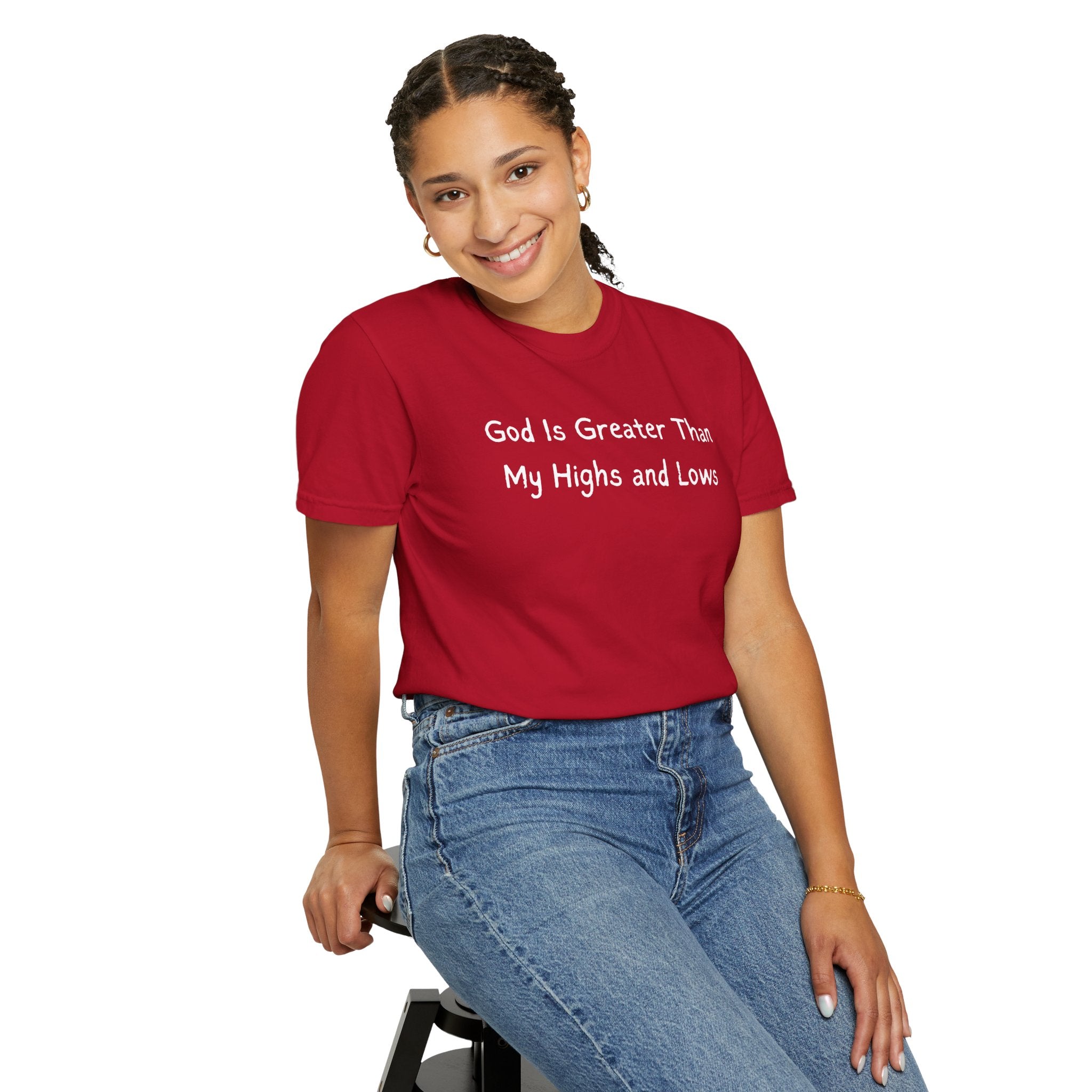 Faith Graphic T-Shirt — "God Is Greater Than My Highs and Lows" Inspirational Tee