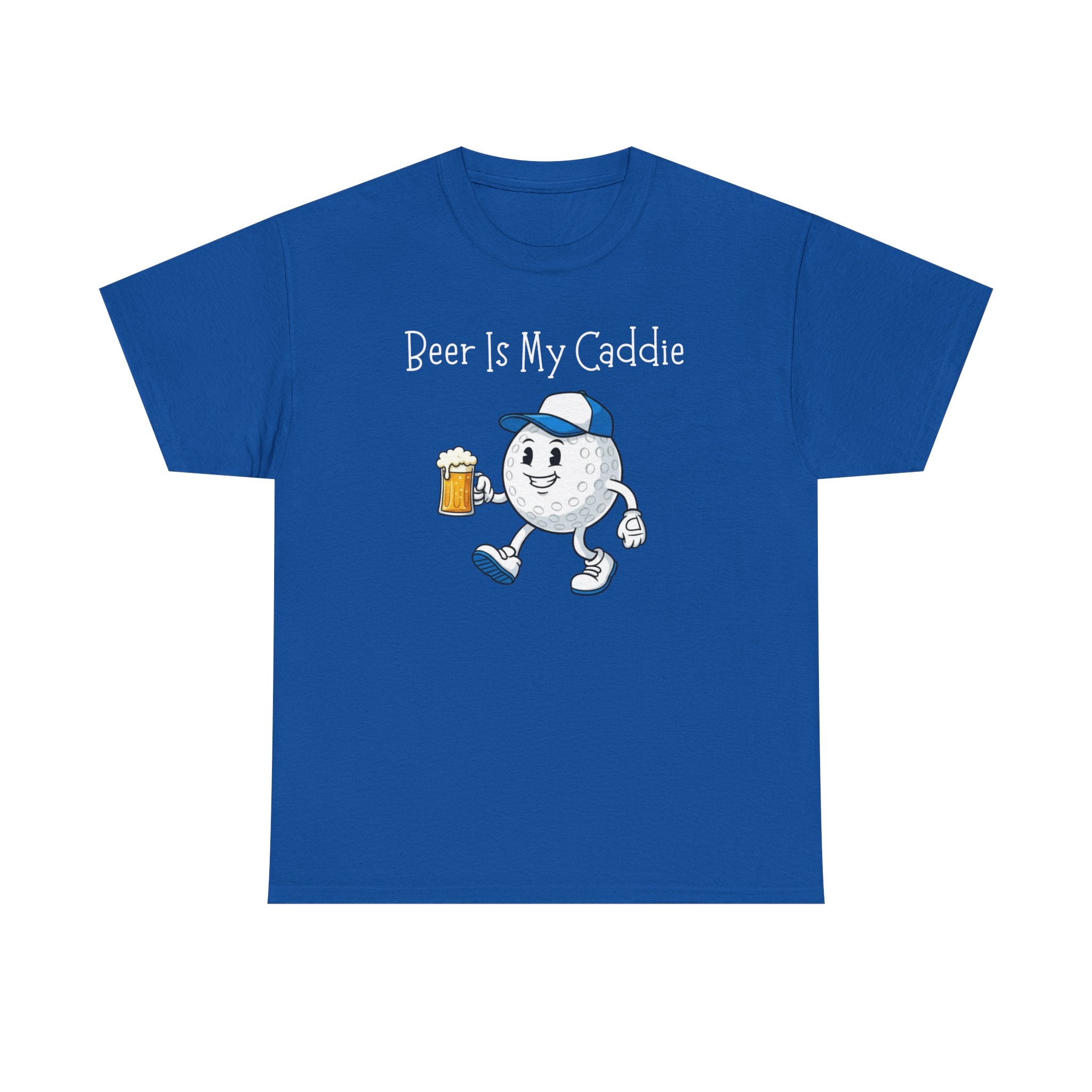 Golf Ball Cartoon Tee — "Beer Is My Caddie" Funny Golf Shirt