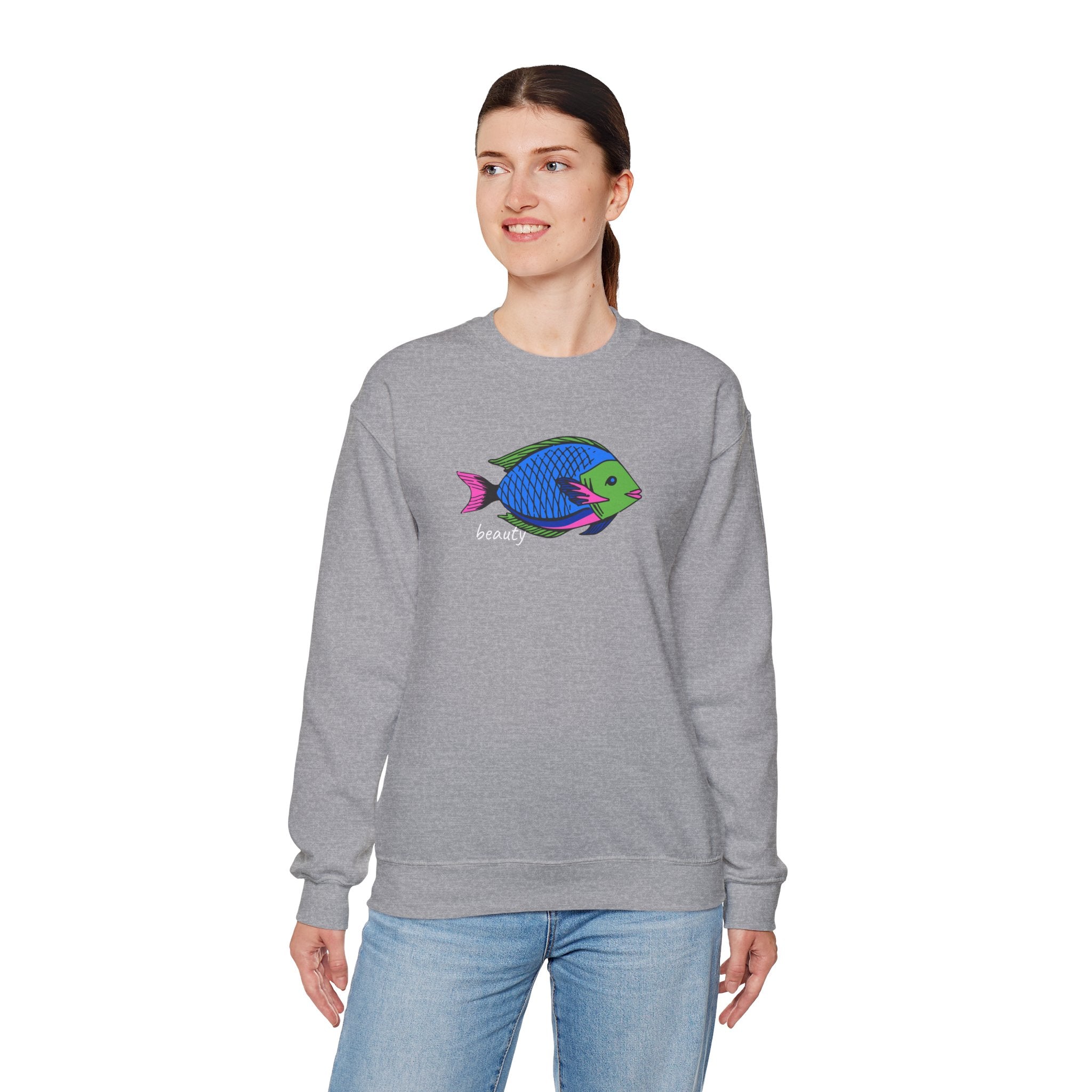 Fish Graphic Sweatshirt — Neon Tropical Fish 'beauty' Crewneck