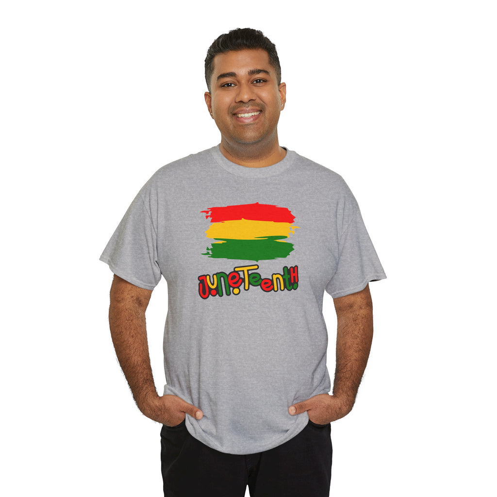 Juneteenth Graphic Tee — Rasta Flag Brushstroke Design