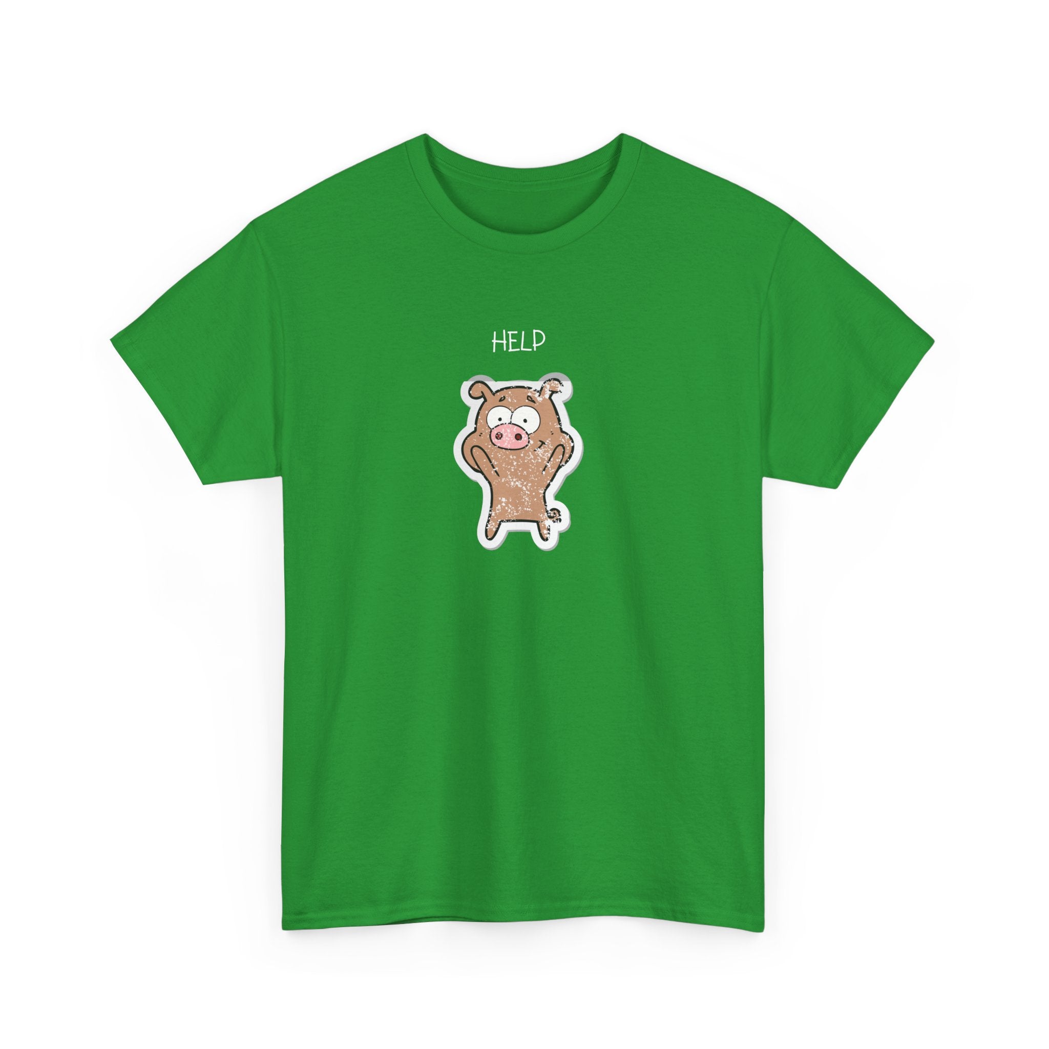 Help Pig Graphic Tee — Cute Distressed Pig Cartoon T-Shirt