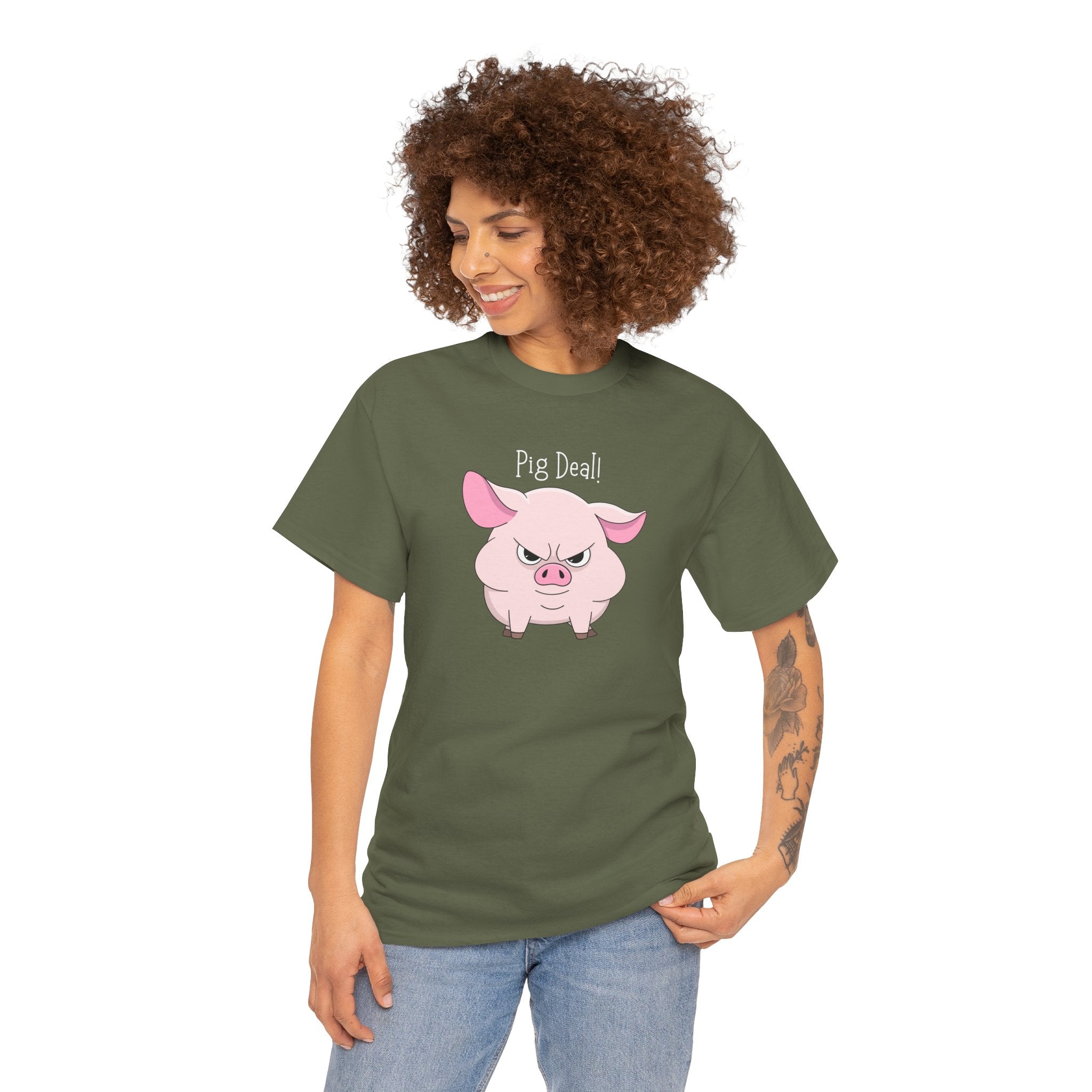 Pig Deal! Cute Angry Pig Graphic Tee — Funny Farm Animal T-Shirt