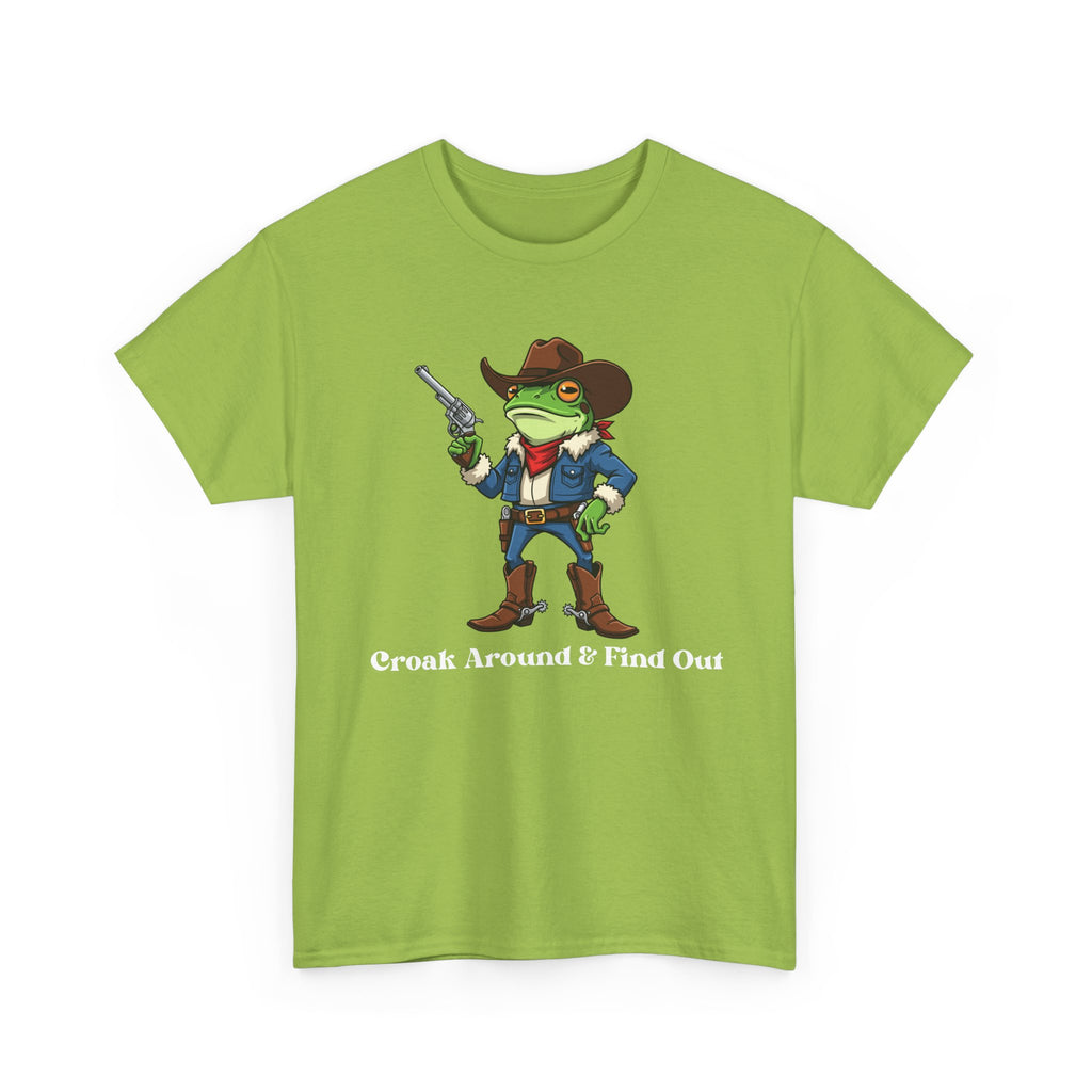 Cowboy Frog T-Shirt - "Croak Around & Find Out" Funny Western Graphic Tee