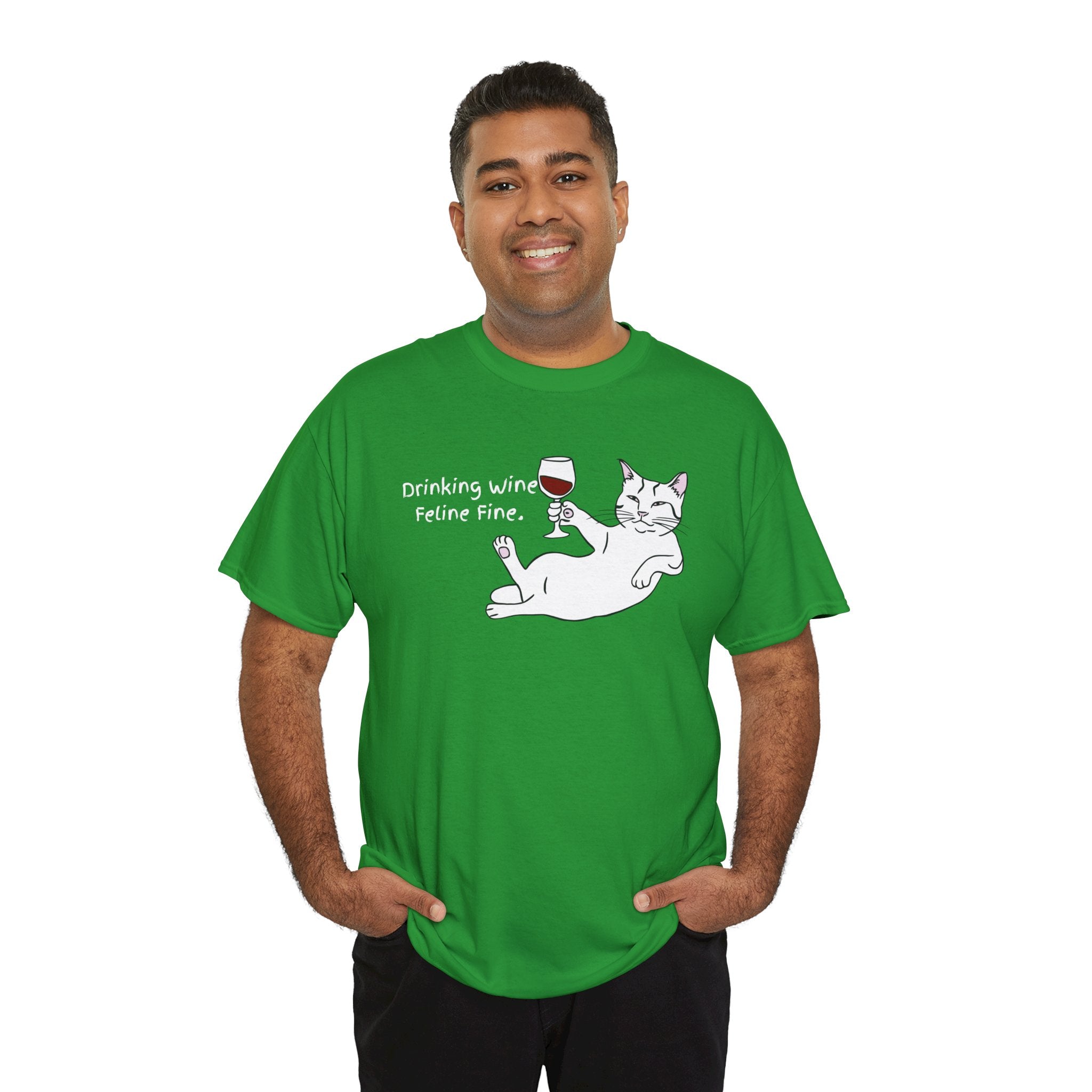 Drinking Wine, Feline Fine Cat Tee
