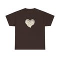 Crinkled Paper Heart Tee - Minimalist White Cotton Shirt