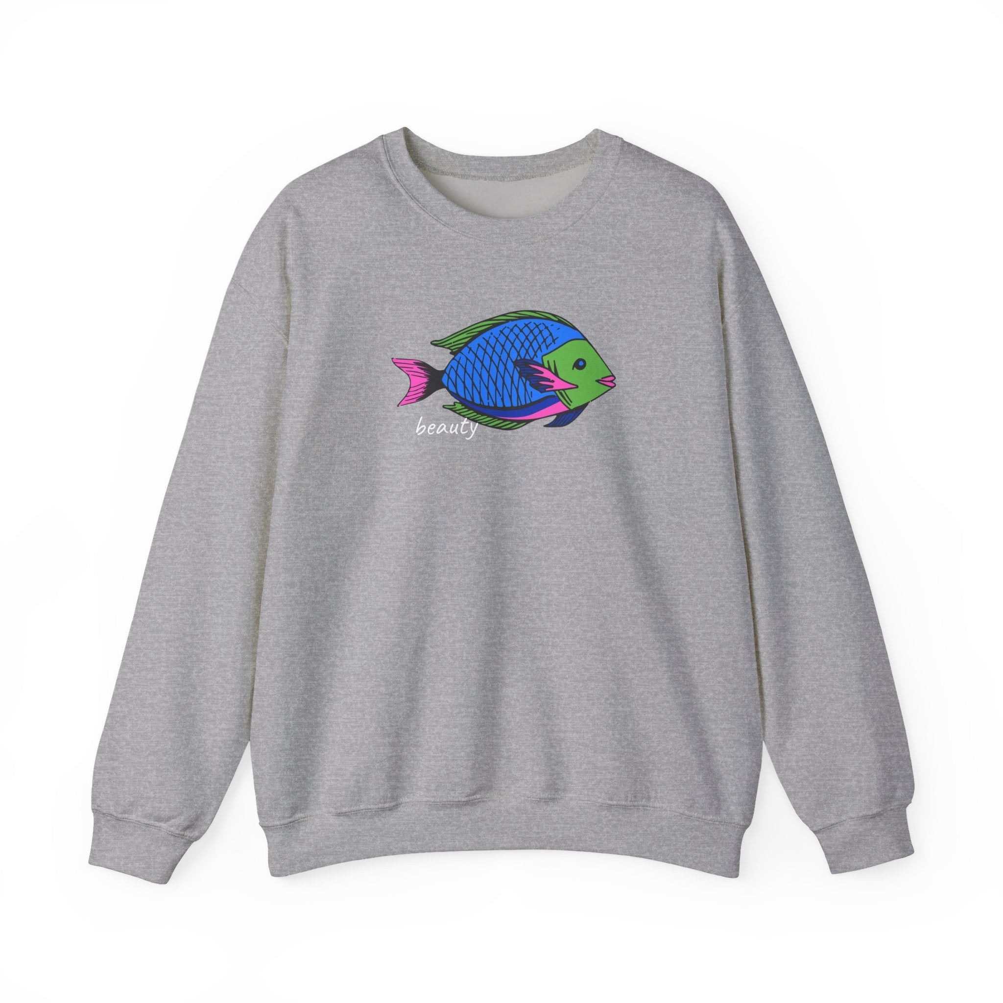 Fish Graphic Sweatshirt — Neon Tropical Fish 'beauty' Crewneck