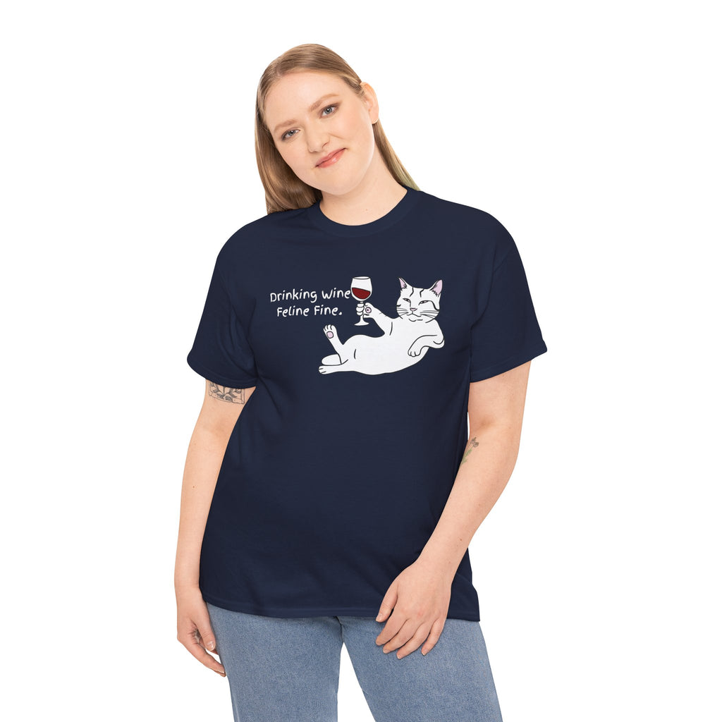Drinking Wine, Feline Fine Cat Tee