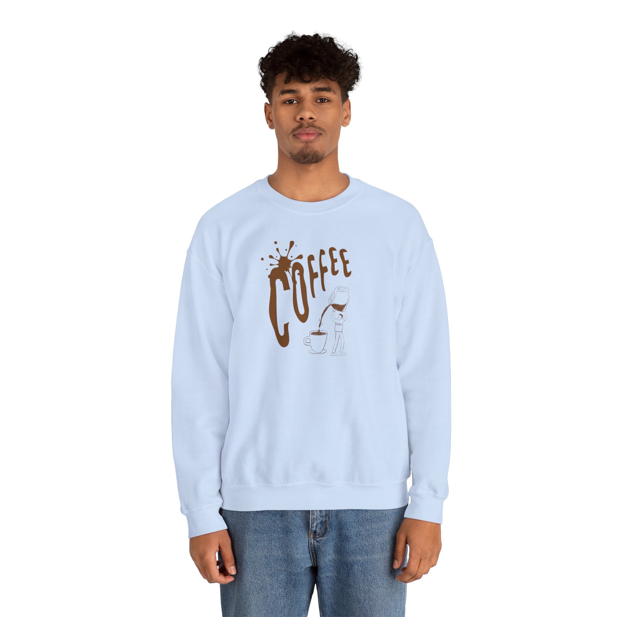 Coffee Lover Crewneck Sweatshirt — Retro Brown Coffee Graphic