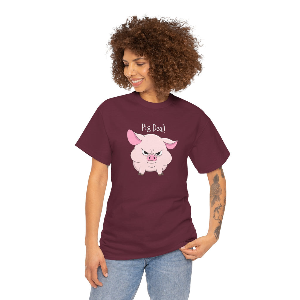 Pig Deal! Cute Angry Pig Graphic Tee — Funny Farm Animal T-Shirt