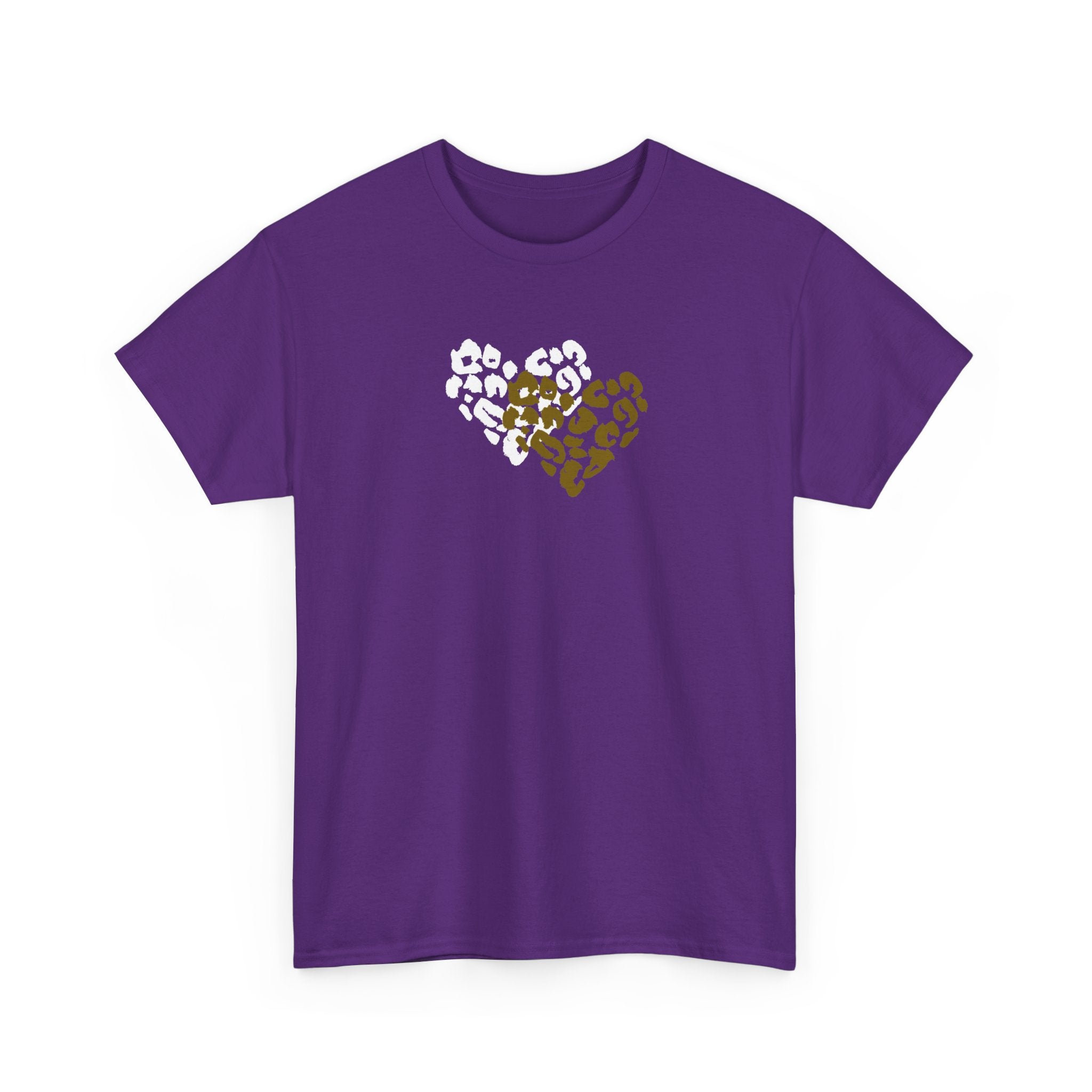 Leopard Heart Graphic Tee — Two-Tone Animal Print Heart T-Shirt