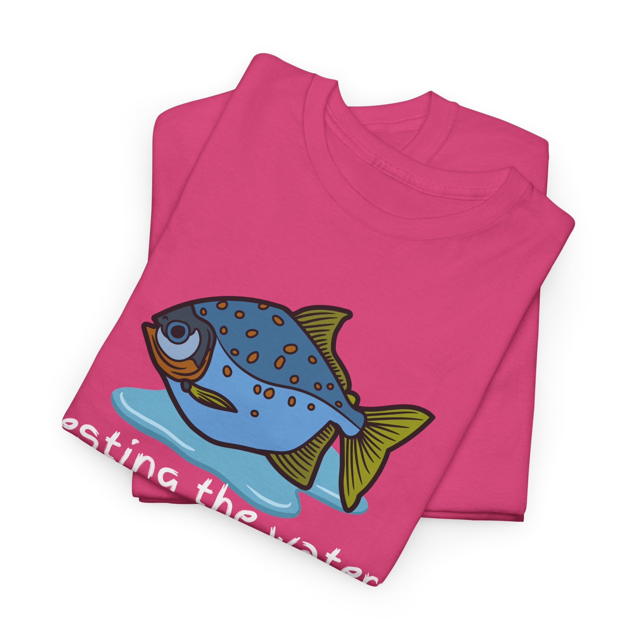 Fishing T‑Shirt — 'Testing the Waters' Blue Fish Tee