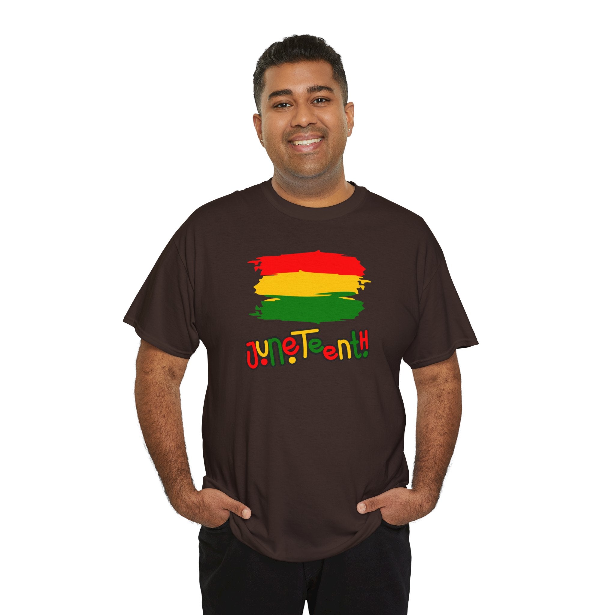 Juneteenth Graphic Tee — Rasta Flag Brushstroke Design