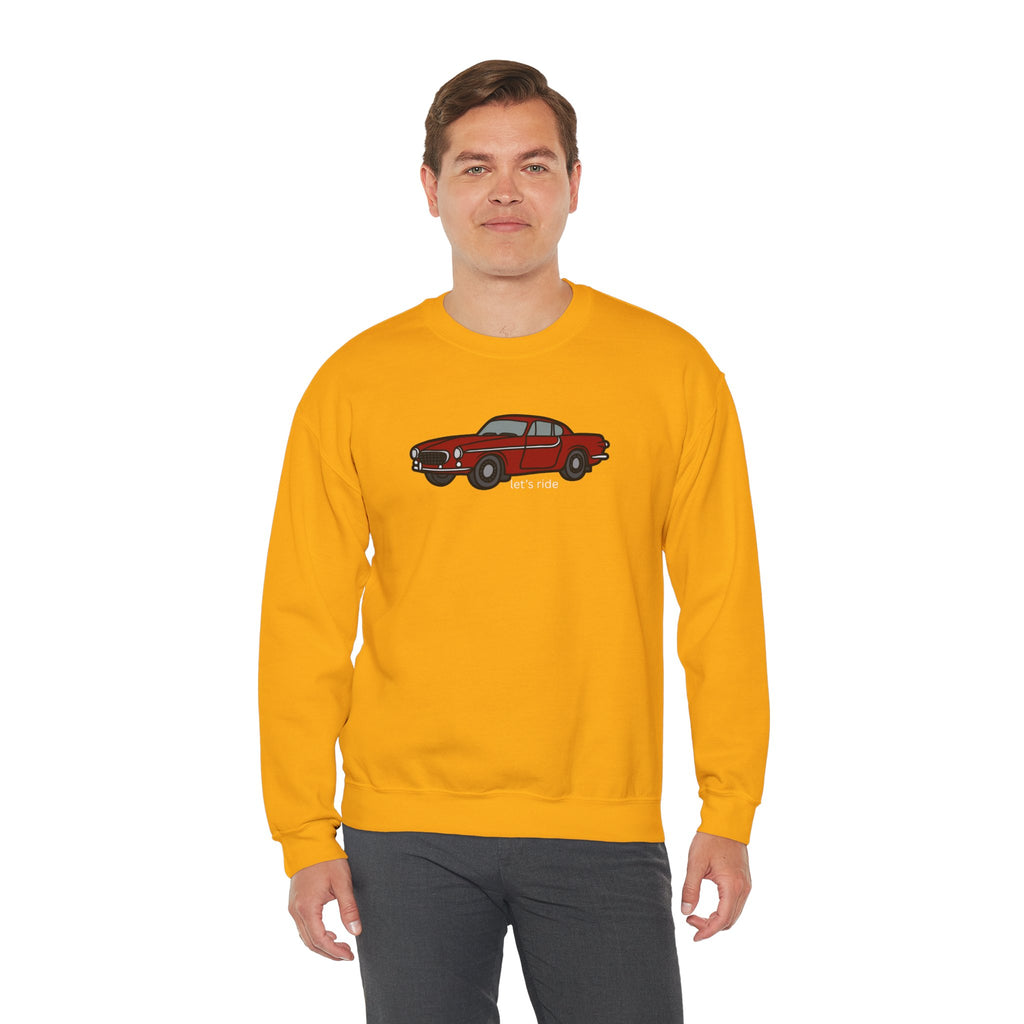 Classic Red Muscle Car Sweatshirt — “let’s ride” Crewneck