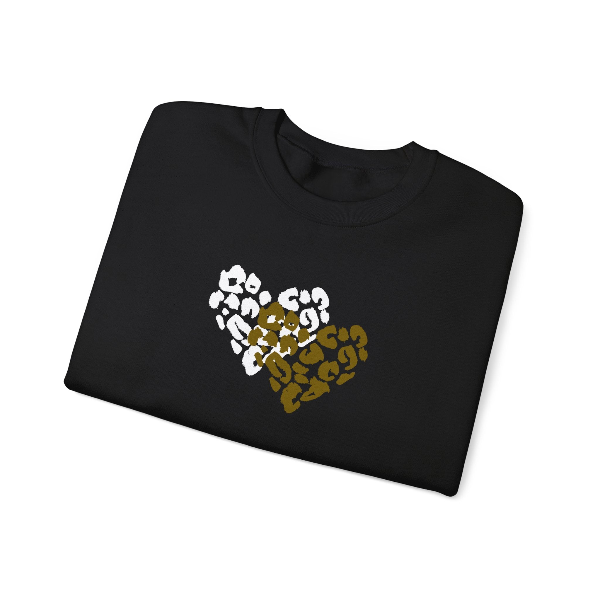 Leopard Heart Crewneck Sweatshirt – Split Gold & White Animal Print Heart