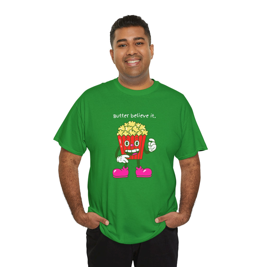 Butter Believe It Popcorn Tee — Cute Retro Snack Cartoon T-Shirt