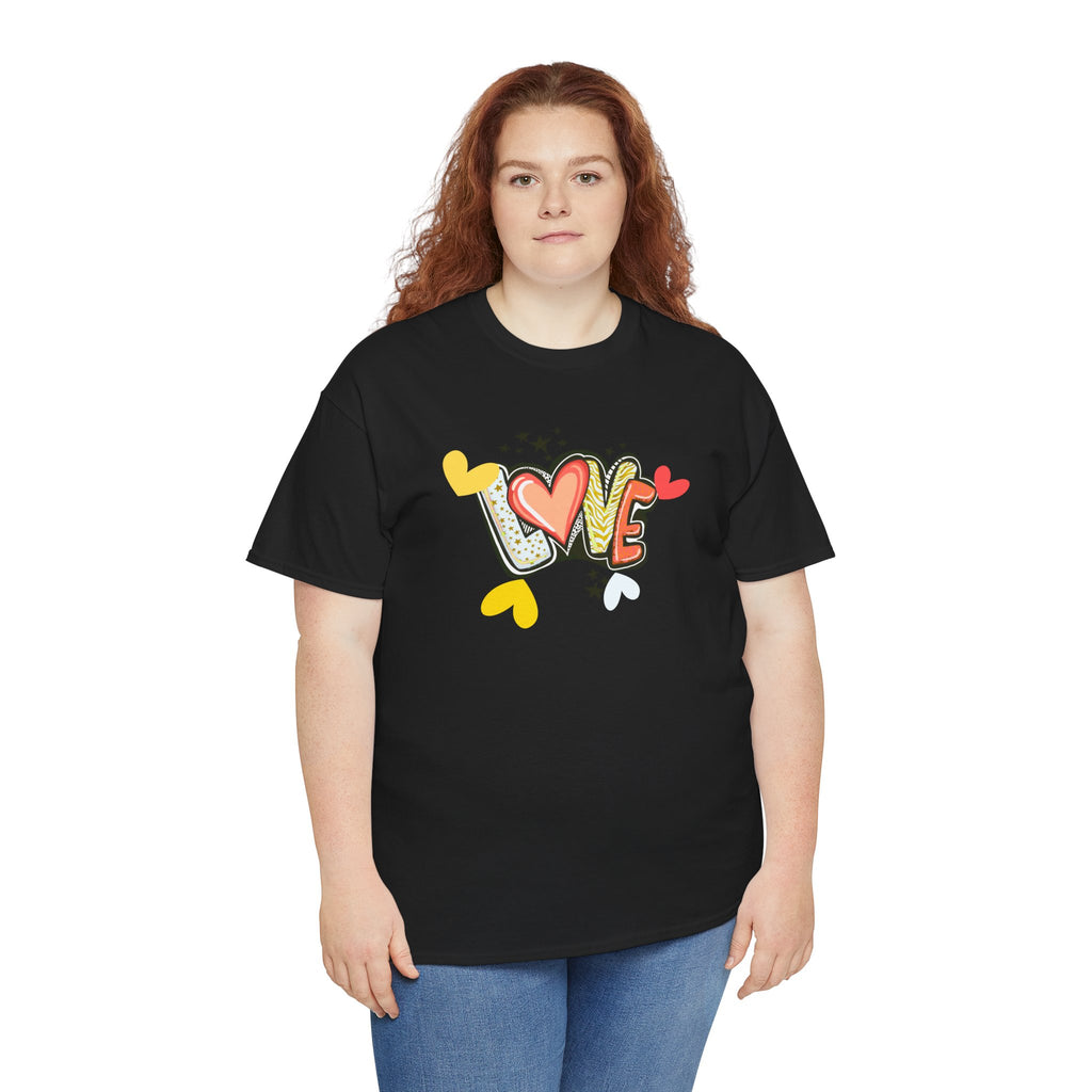 Love Heart Graphic Tee — Retro Doodle "LOVE" Design