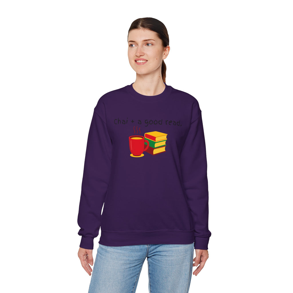 Cozy Reading Sweatshirt — "Chai + a Good Read" Crewneck