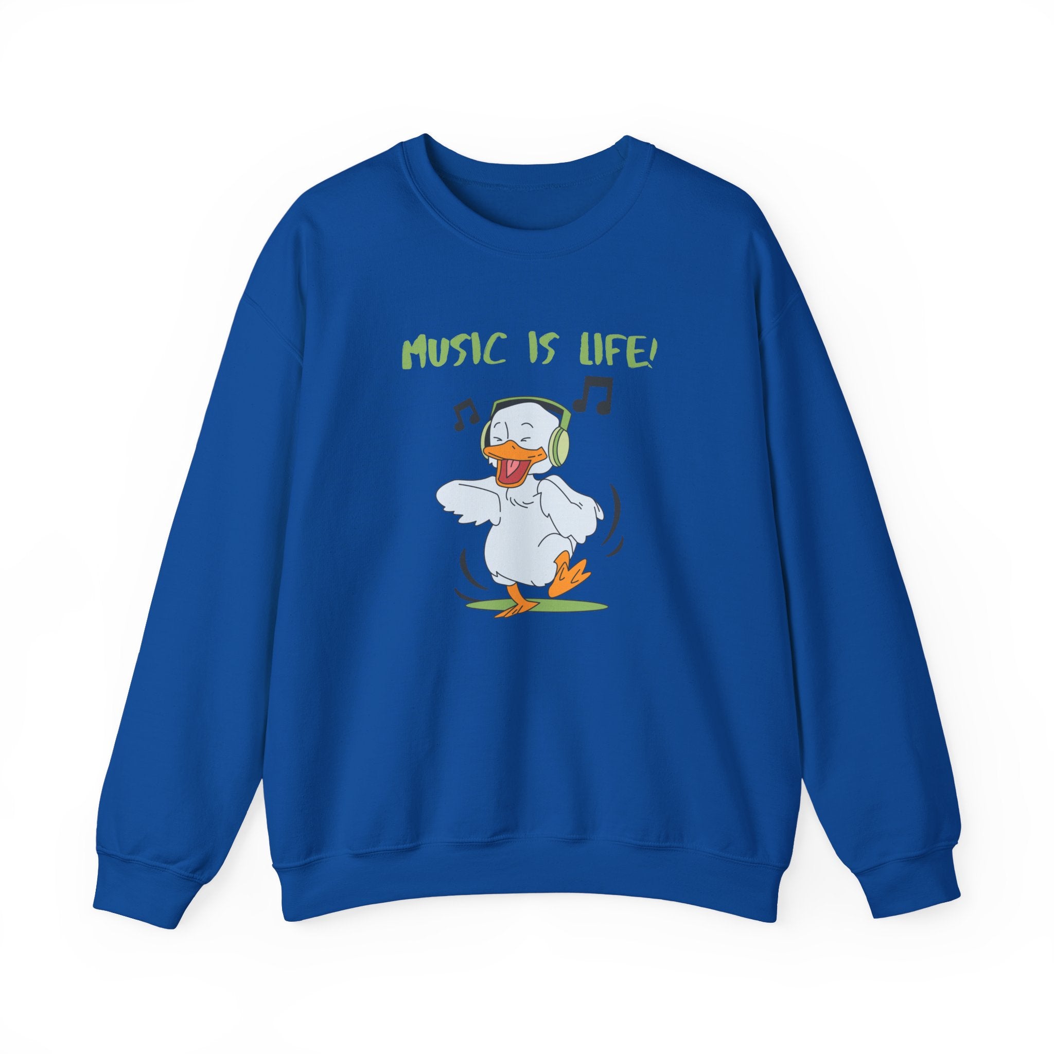 Music Is Life Duck Crewneck Sweatshirt – Cute DJ Duck Graphic Pullover