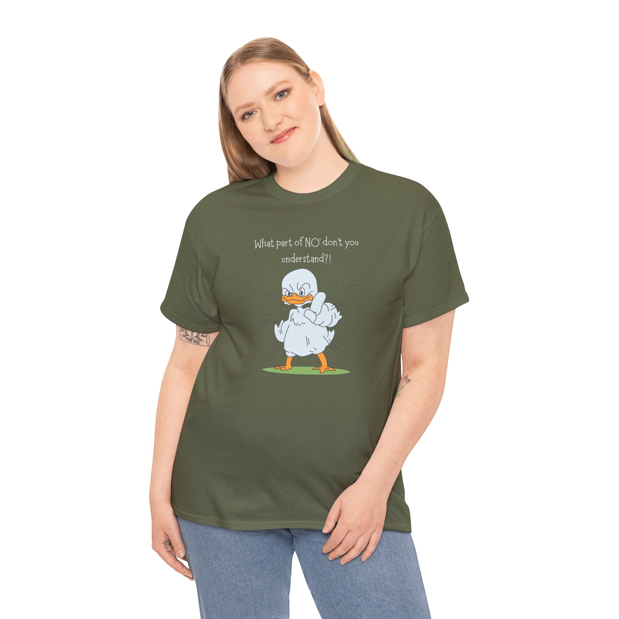 Duck Cartoon Tee – “What part of NO? don’t you understand?" Funny Graphic T‑Shirt