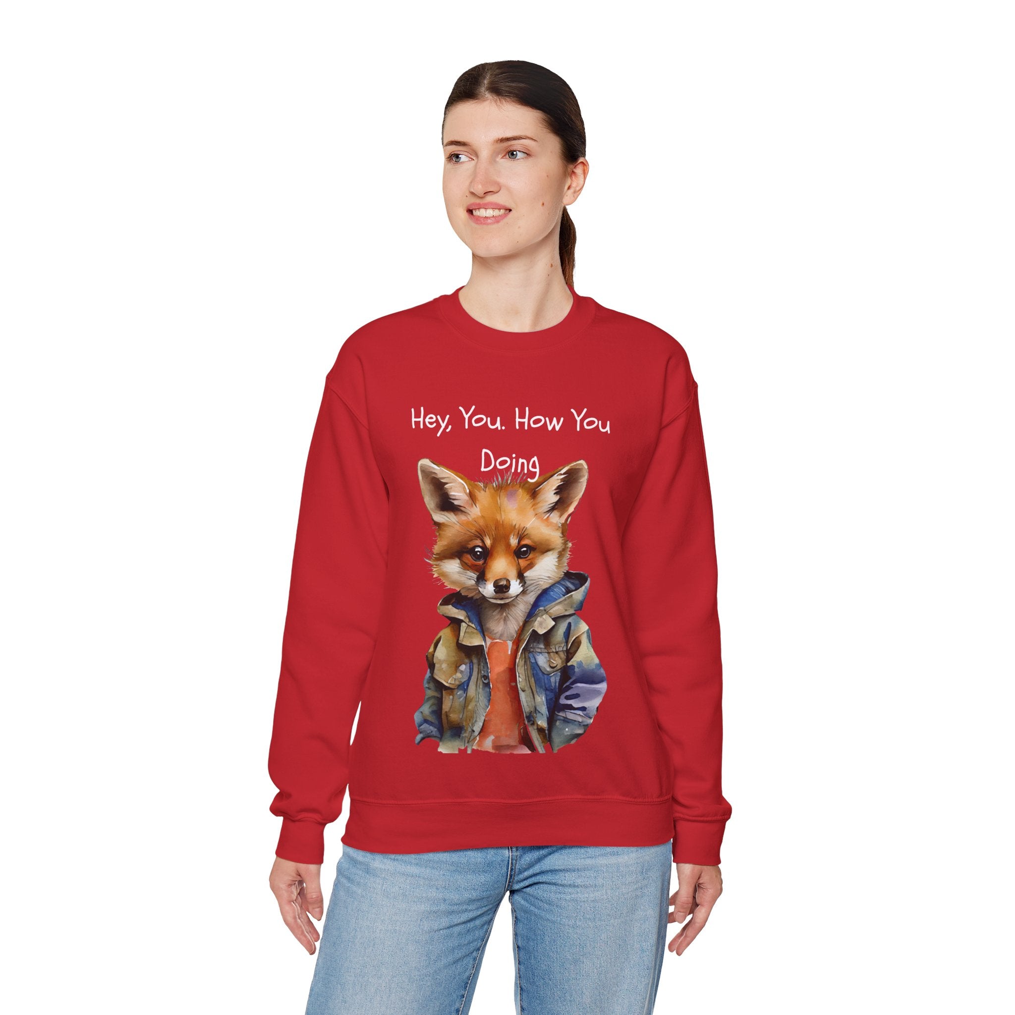 Fox Graphic Crewneck Sweatshirt — "Hey, You. How You Doing" Cozy Pullover