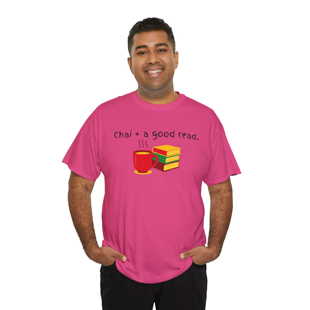 Chai + A Good Read T-Shirt — Tea & Books Graphic Tee for Book Lovers