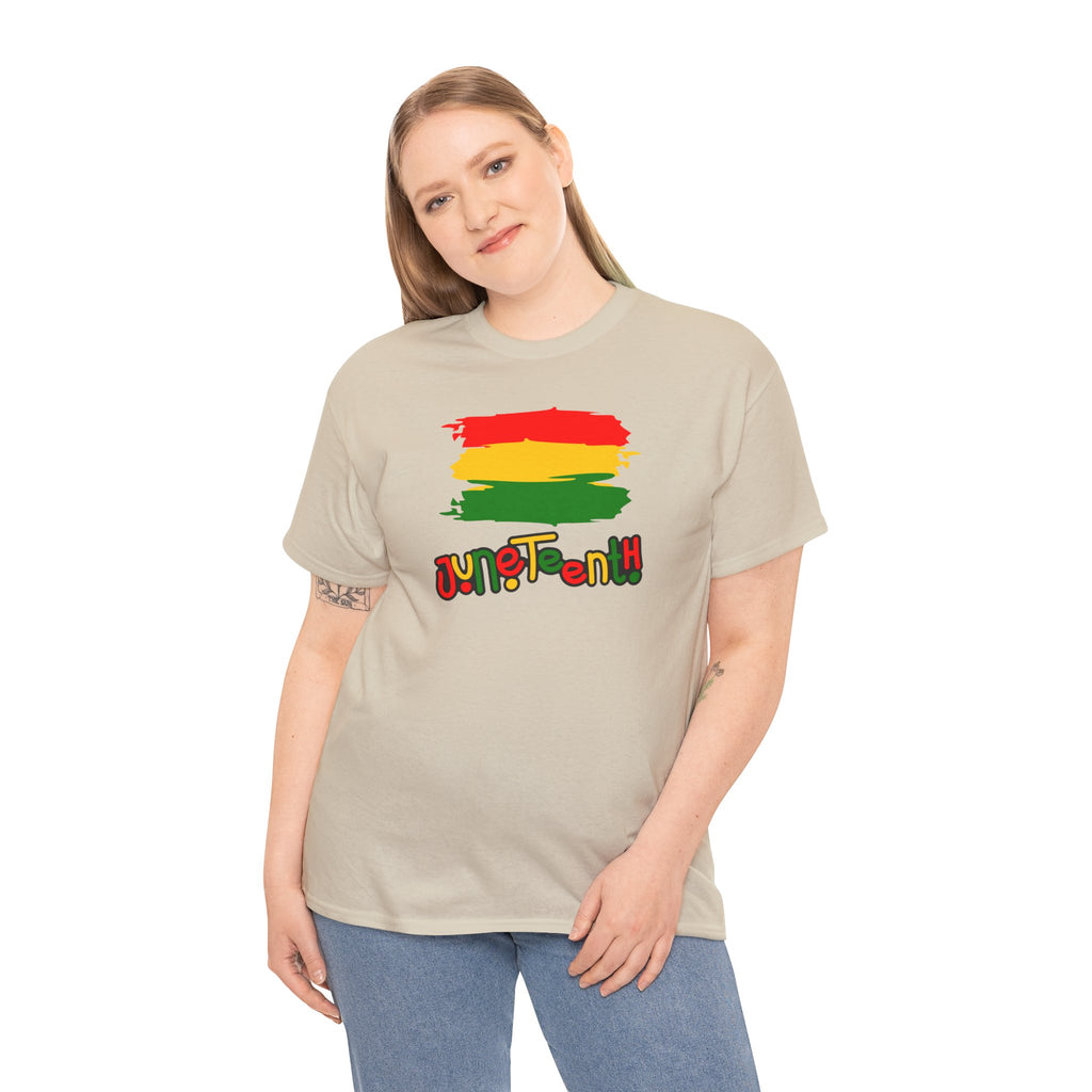 Juneteenth Graphic Tee — Rasta Flag Brushstroke Design