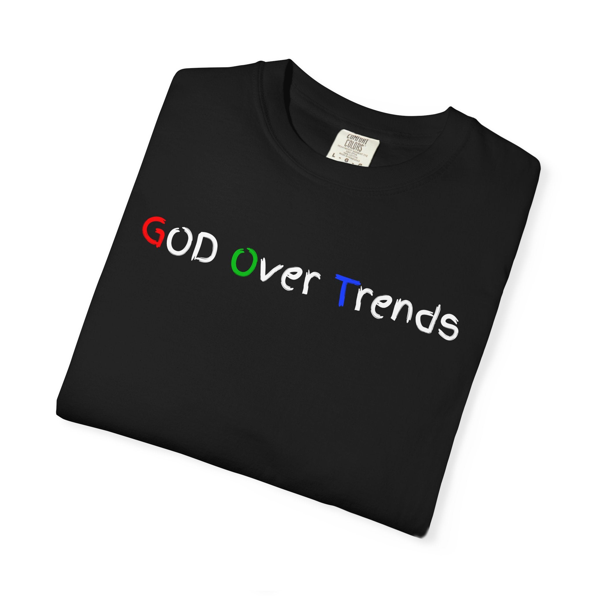 God Over Trends Tee — Retro Colorful Graphic T‑Shirt