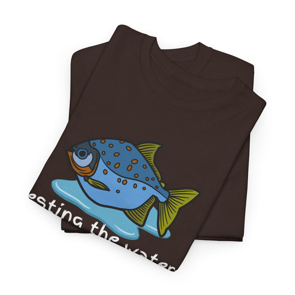 Fishing T‑Shirt — 'Testing the Waters' Blue Fish Tee