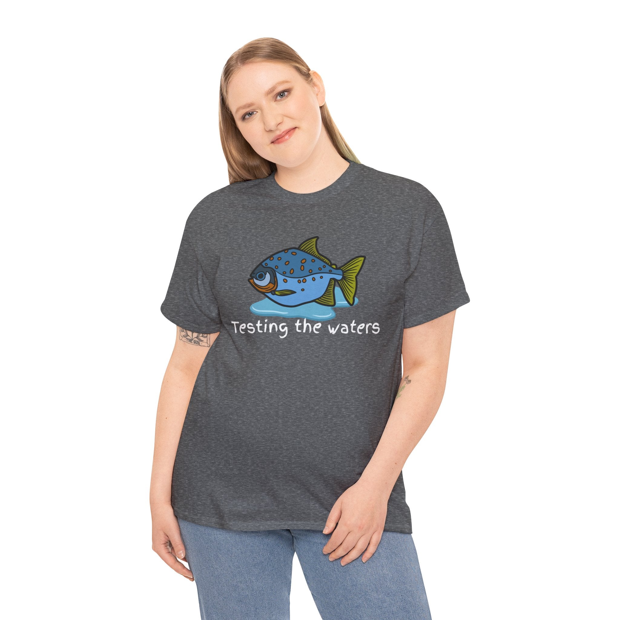 Fishing T‑Shirt — 'Testing the Waters' Blue Fish Tee