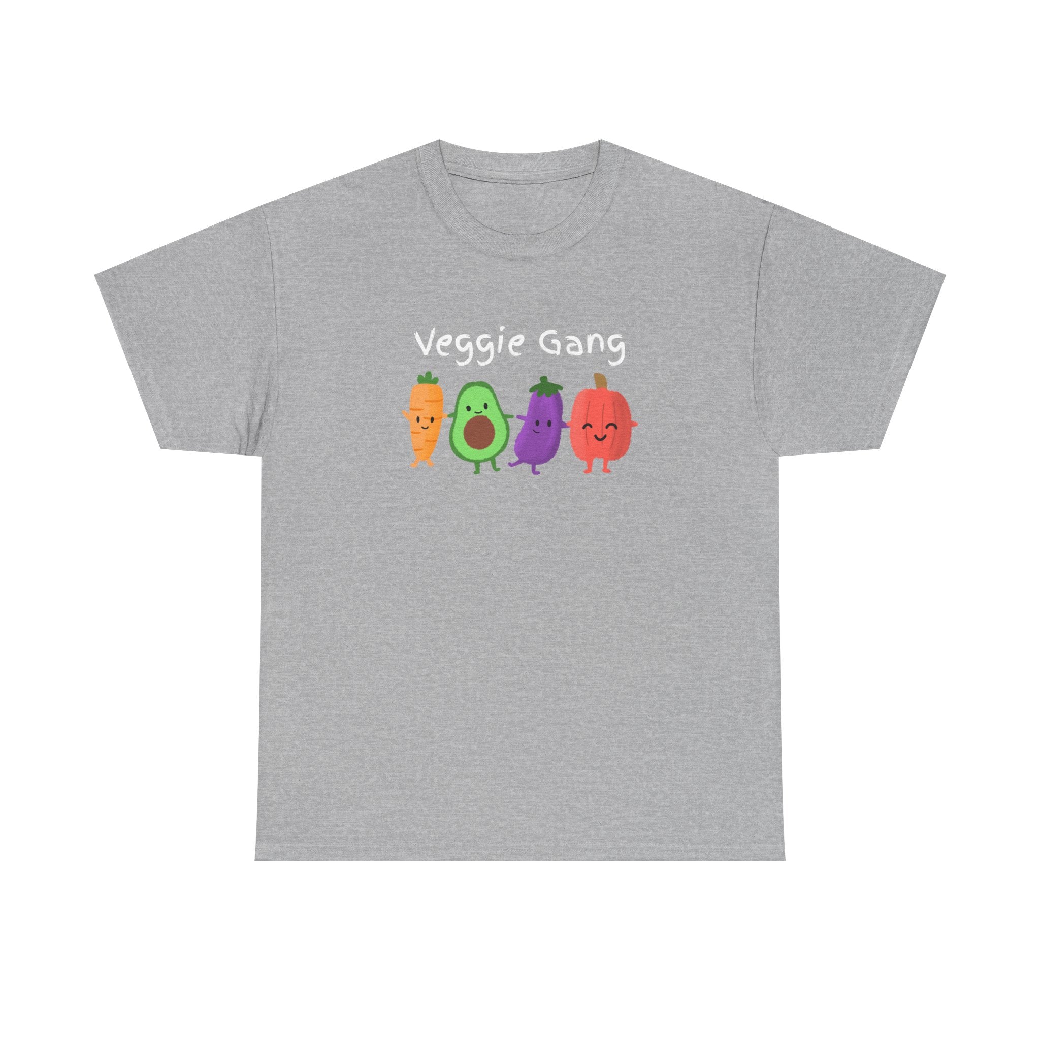 Veggie Gang T-Shirt – Cute Cartoon Avocado, Carrot, Eggplant & Pepper Tee