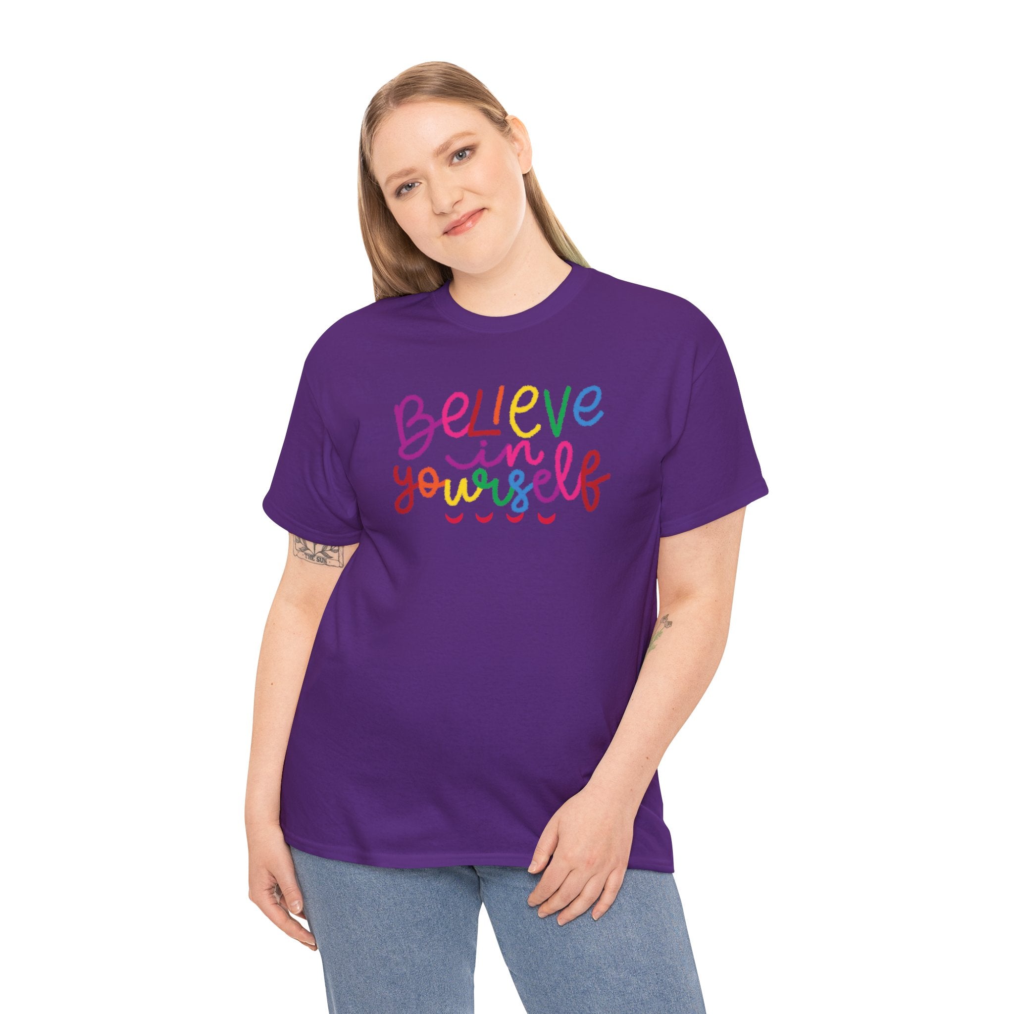 Believe in Yourself Tee — Rainbow Inspirational Motivational Shirt
