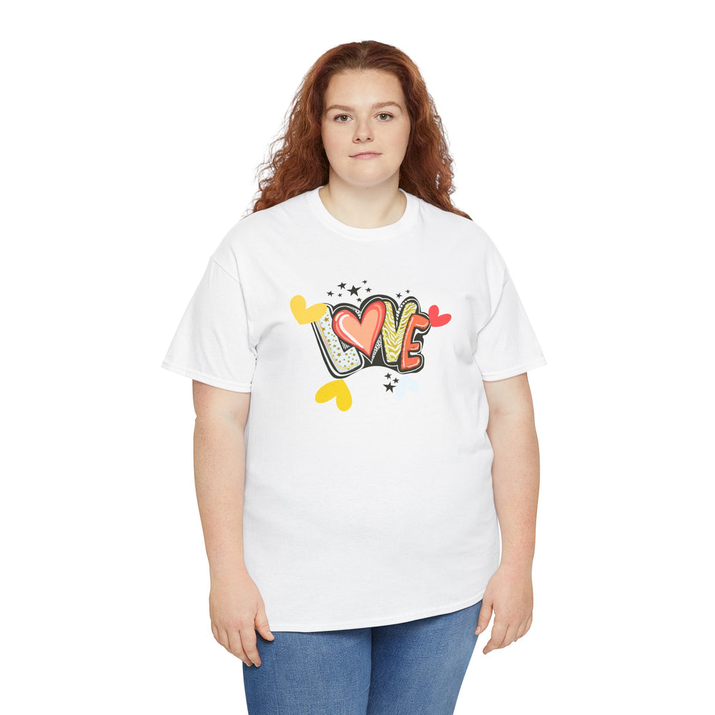 Love Heart Graphic Tee — Retro Doodle "LOVE" Design