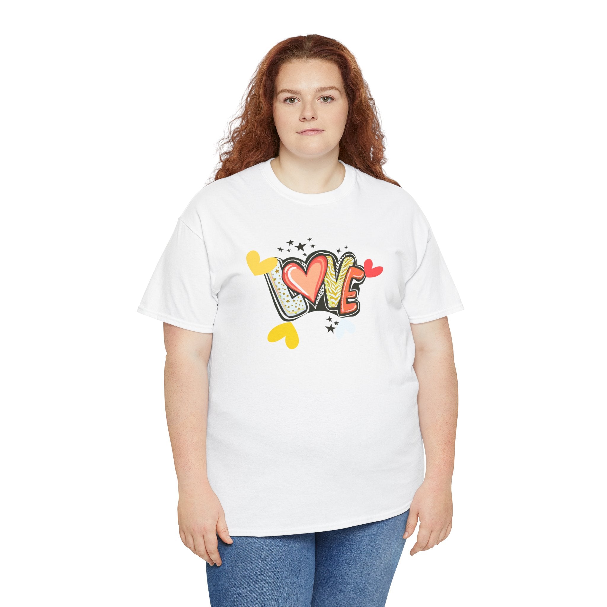 Love Heart Graphic Tee — Retro Doodle "LOVE" Design