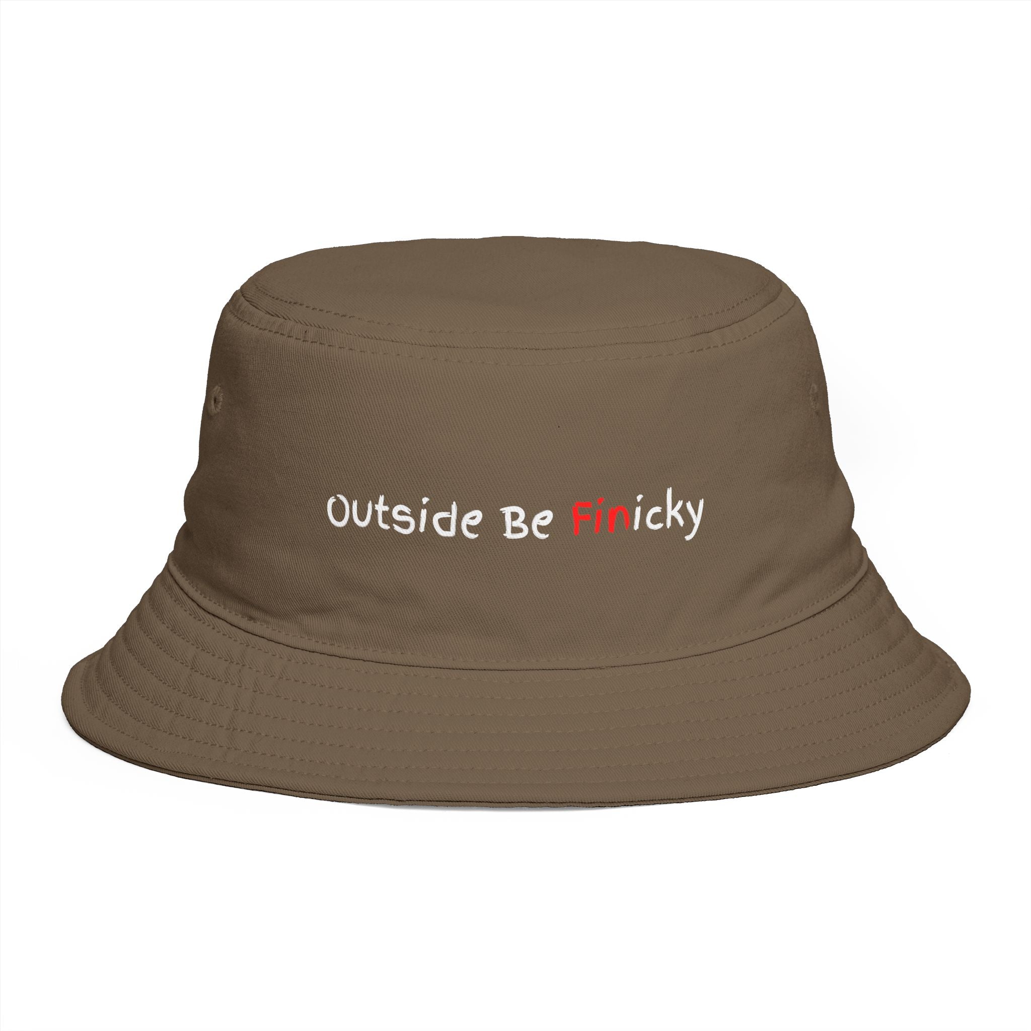 Bucket Hat — 'Outside Be Finicky' Embroidered Outdoor Statement Hat
