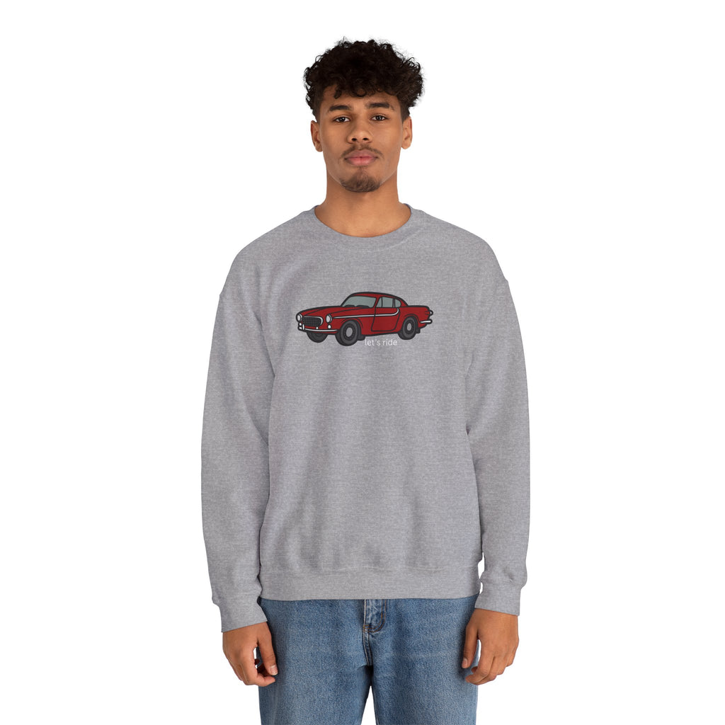 Classic Red Muscle Car Sweatshirt — “let’s ride” Crewneck