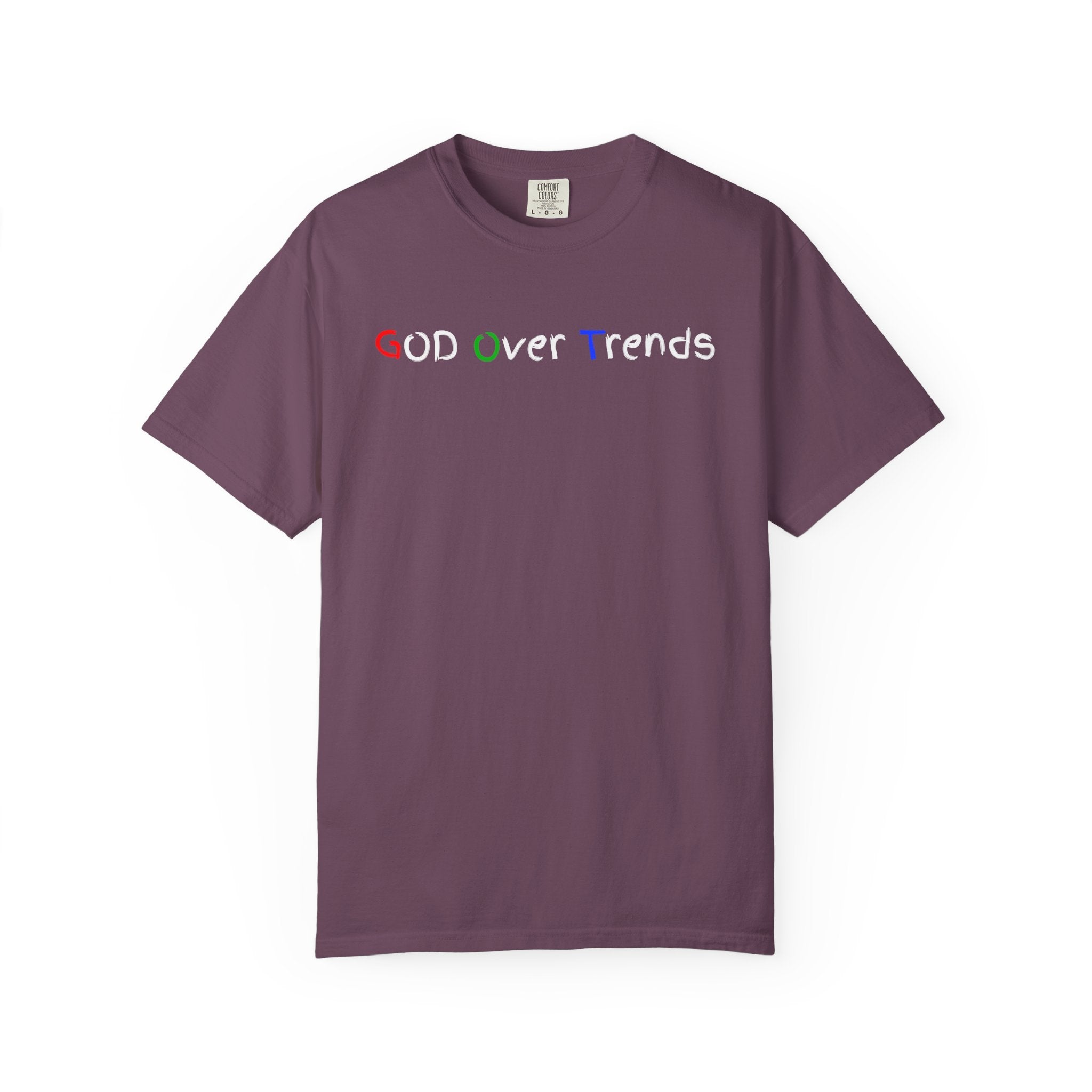 God Over Trends Tee — Retro Colorful Graphic T‑Shirt