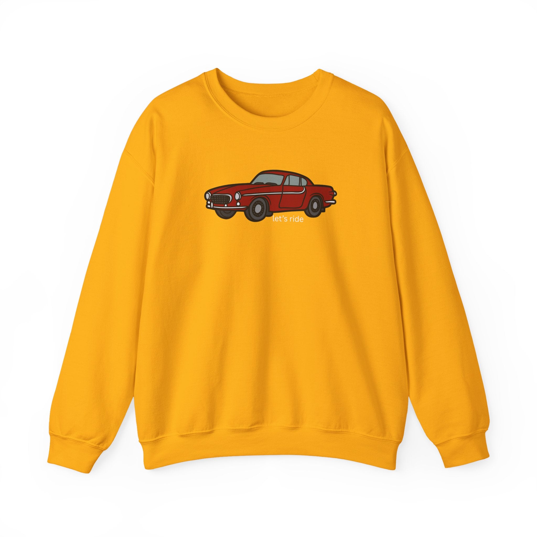 Classic Red Muscle Car Sweatshirt — “let’s ride” Crewneck