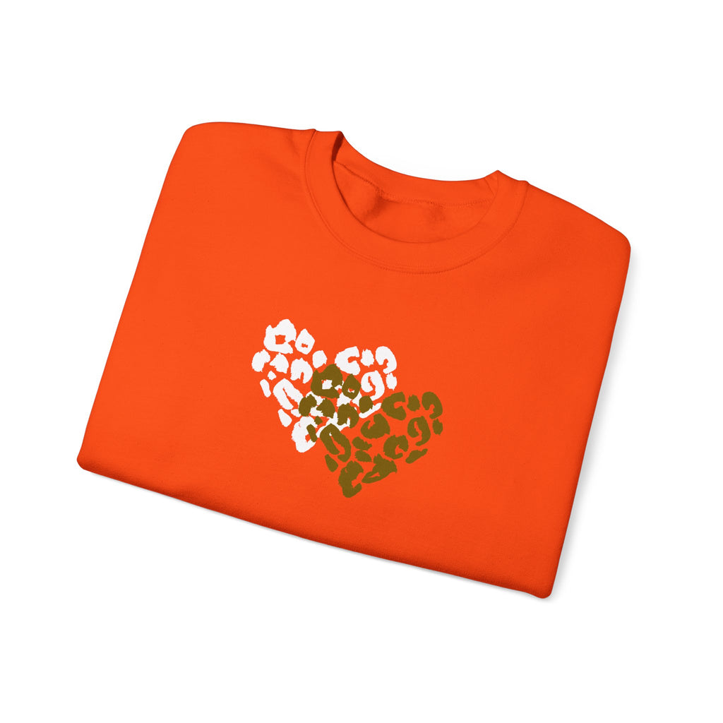 Leopard Heart Crewneck Sweatshirt – Split Gold & White Animal Print Heart