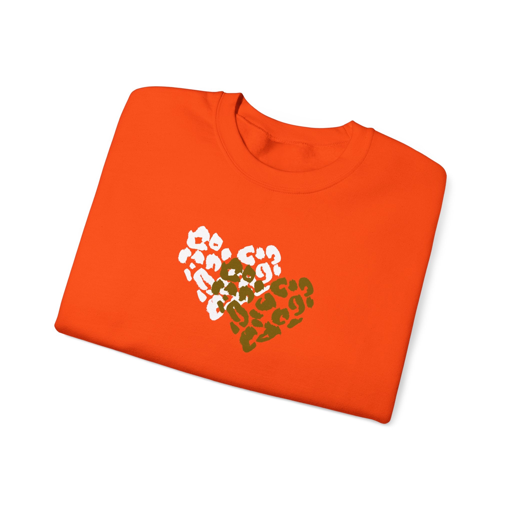 Leopard Heart Crewneck Sweatshirt – Split Gold & White Animal Print Heart