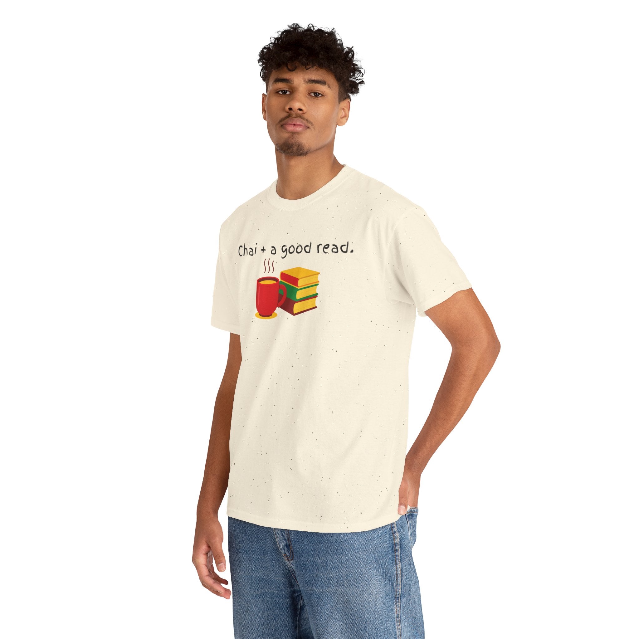 Chai + A Good Read T-Shirt — Tea & Books Graphic Tee for Book Lovers