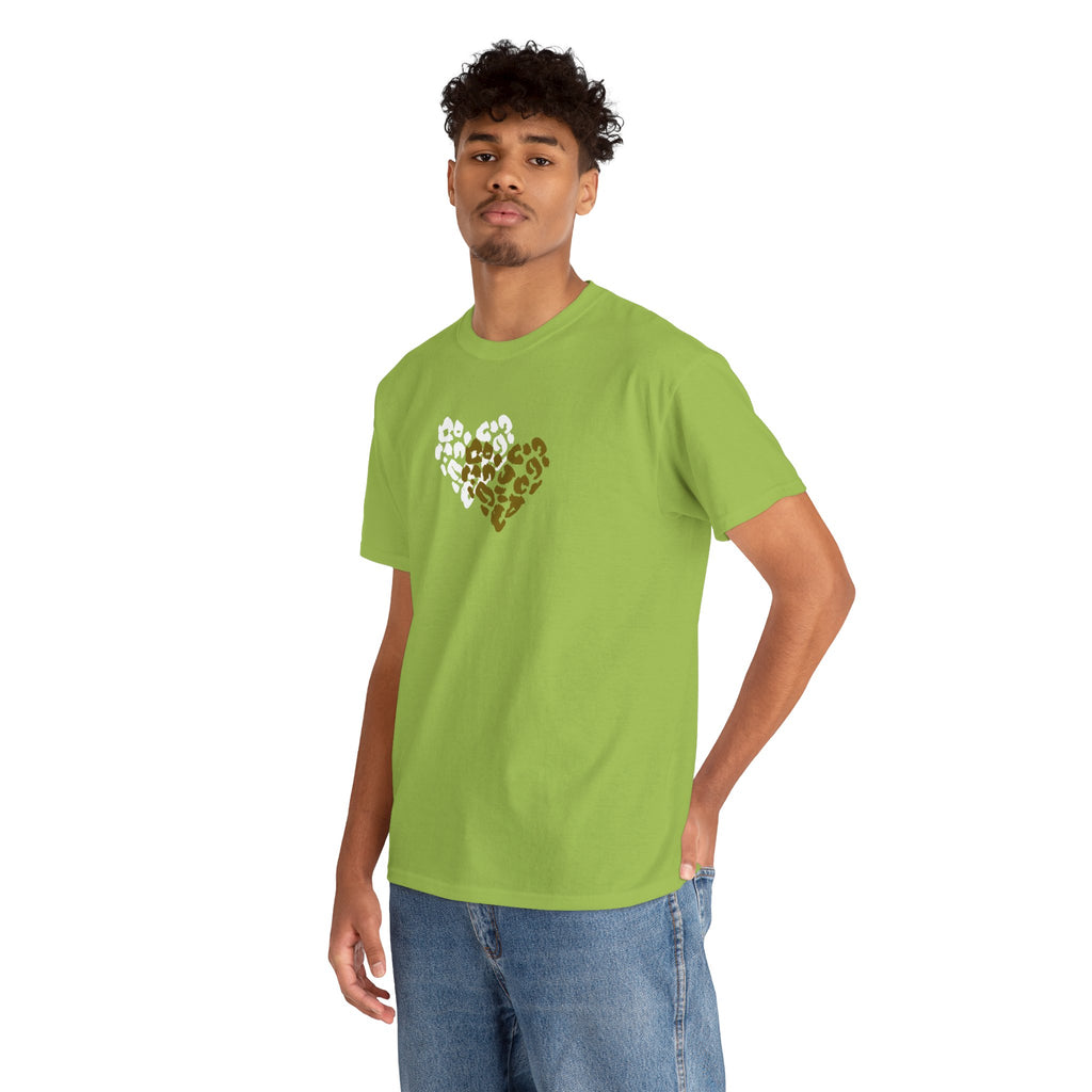 Leopard Heart Graphic Tee — Two-Tone Animal Print Heart T-Shirt