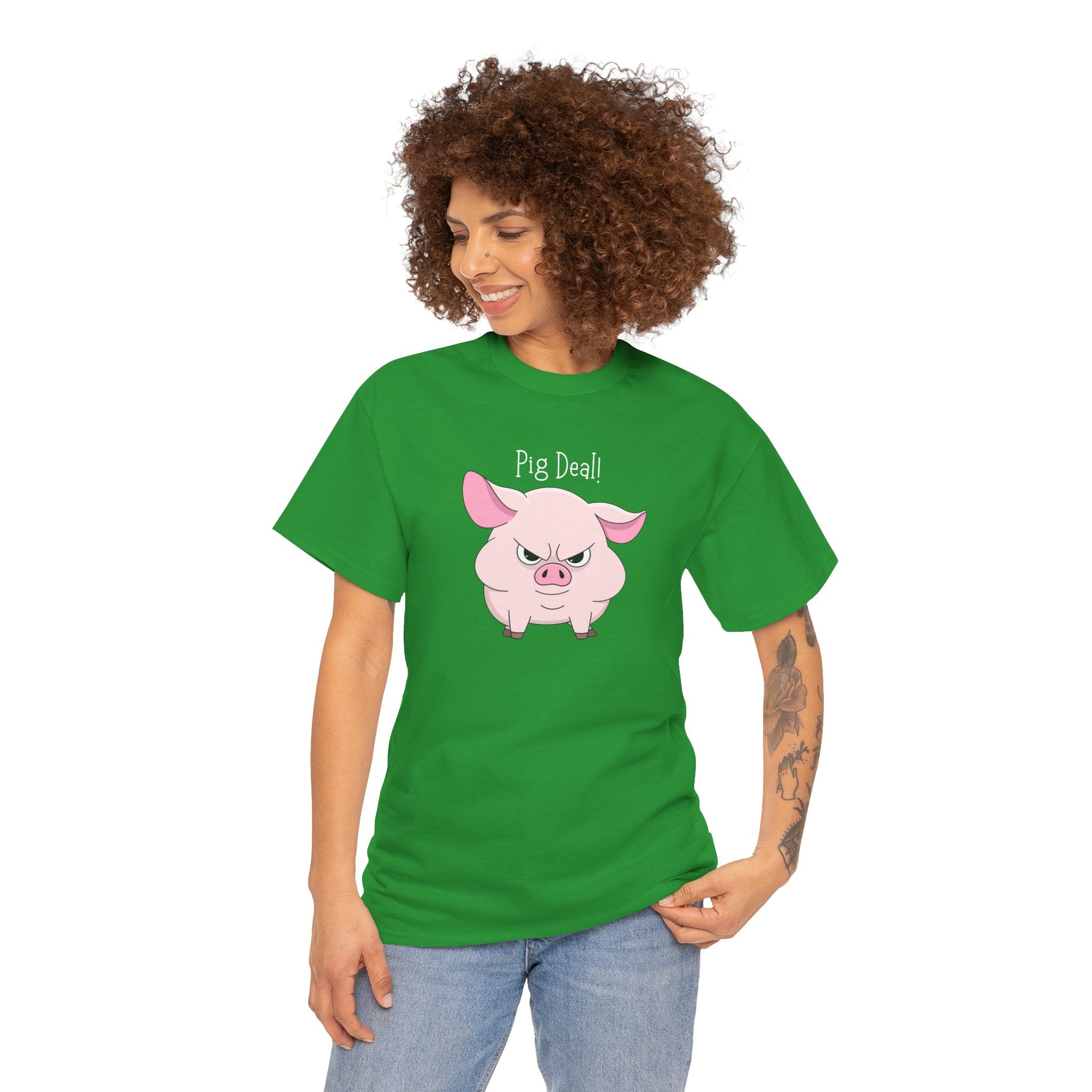 Pig Deal! Cute Angry Pig Graphic Tee — Funny Farm Animal T-Shirt