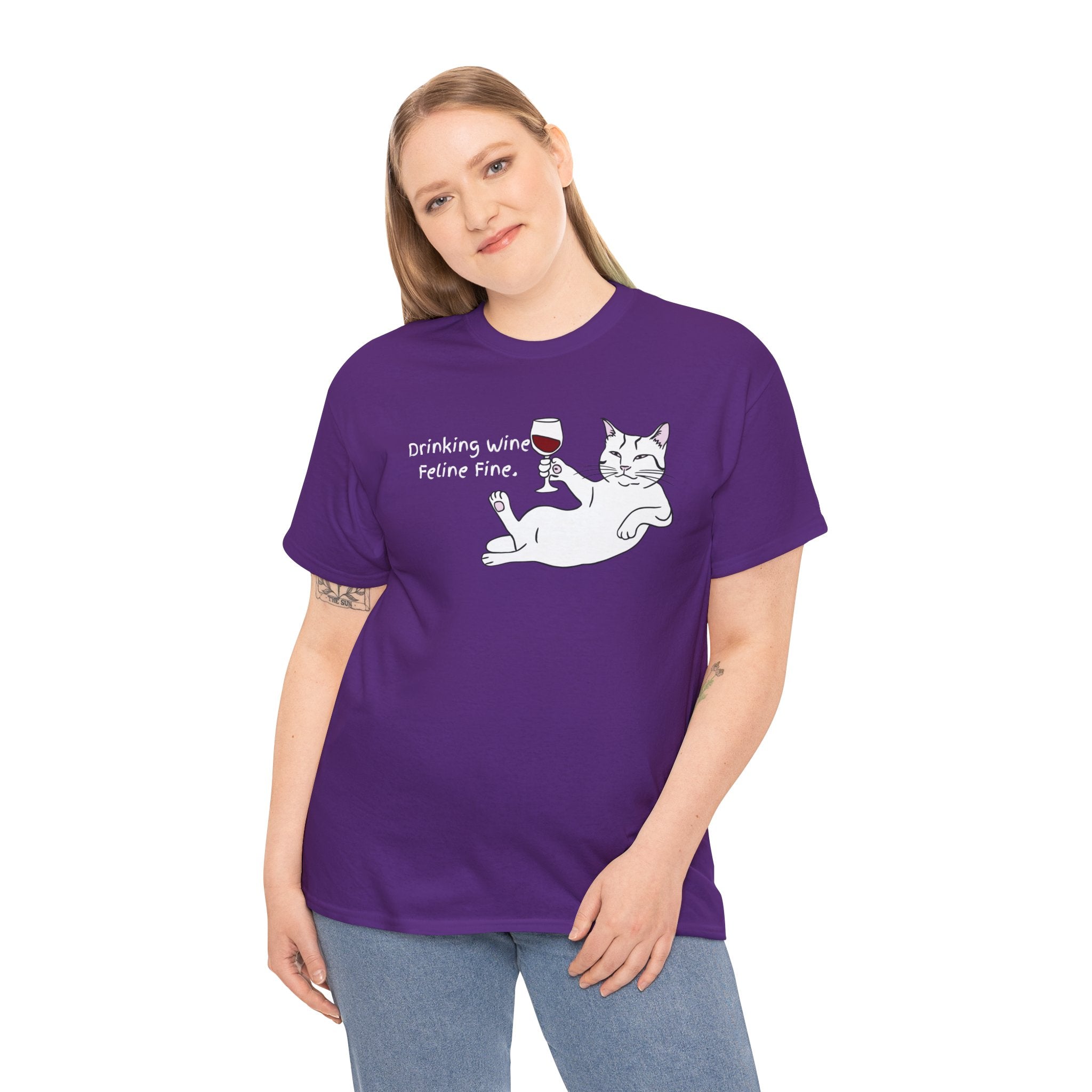 Drinking Wine, Feline Fine Cat Tee
