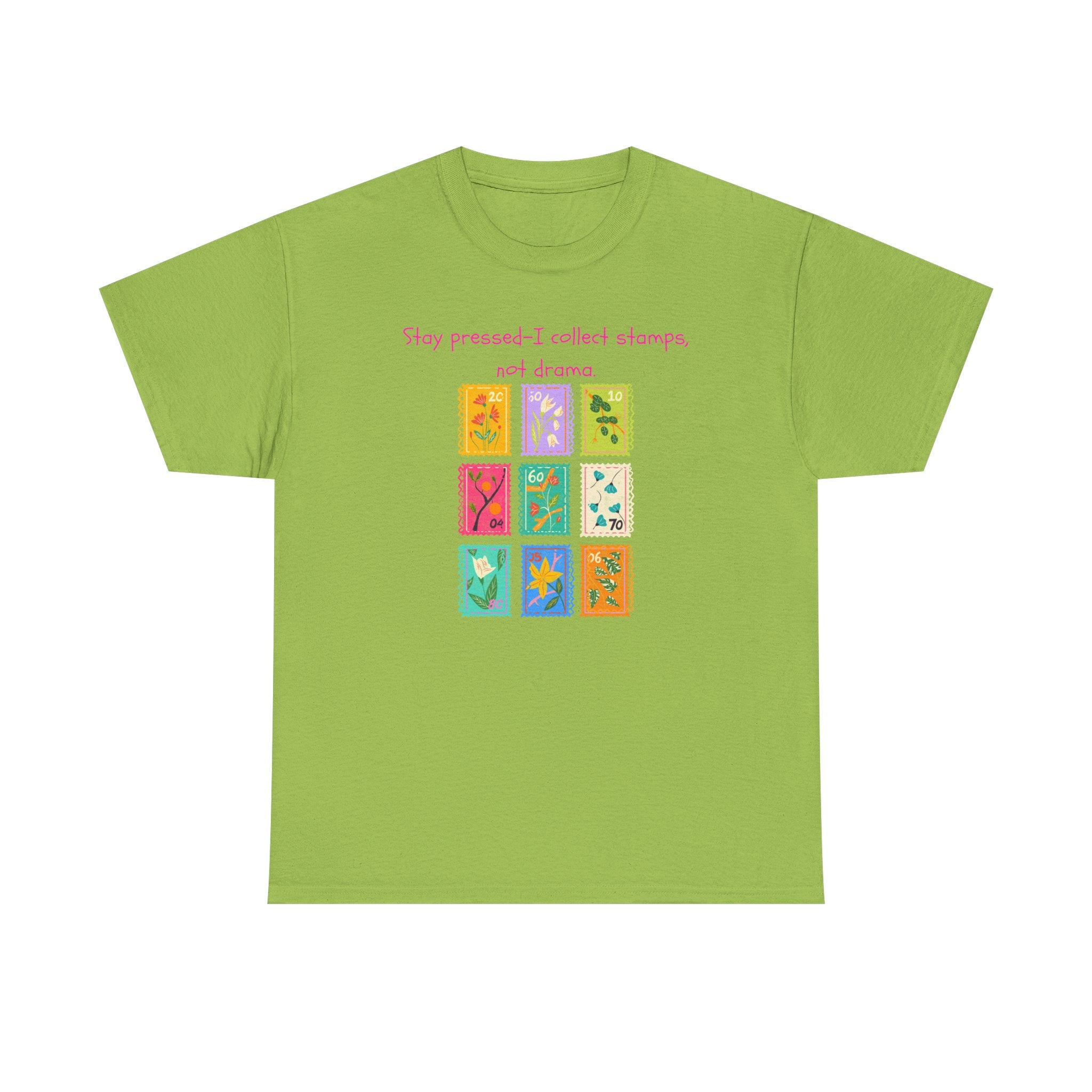 Stamp Collector Graphic Tee – "Stay pressed—I collect stamps and drama"
