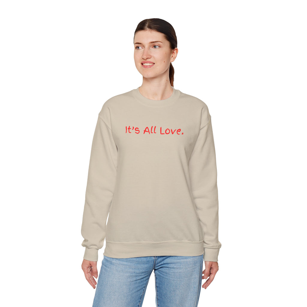 It's All Love Crewneck Sweatshirt — Casual Unisex Black Pullover