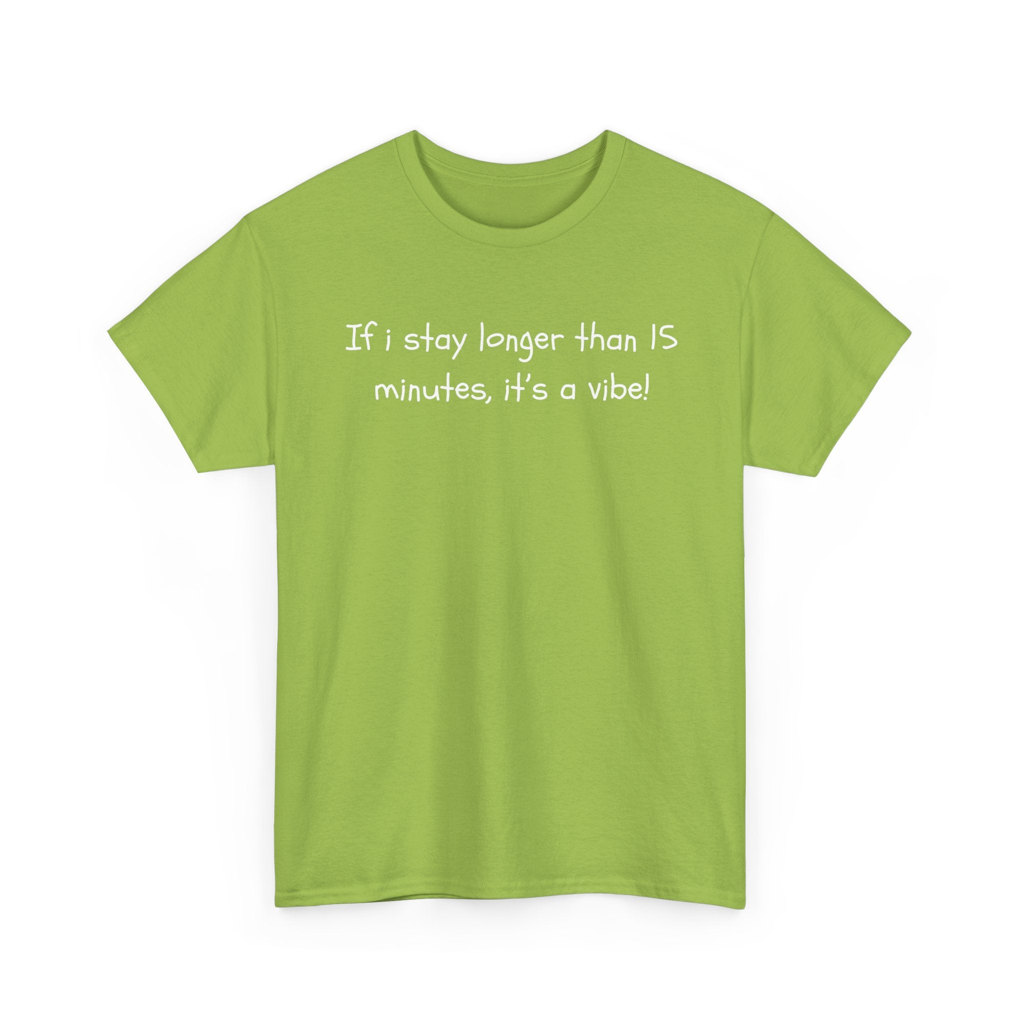 If I Stay Longer Than 15 Minutes It's a Vibe Tee — Funny Casual Graphic T-Shirt
