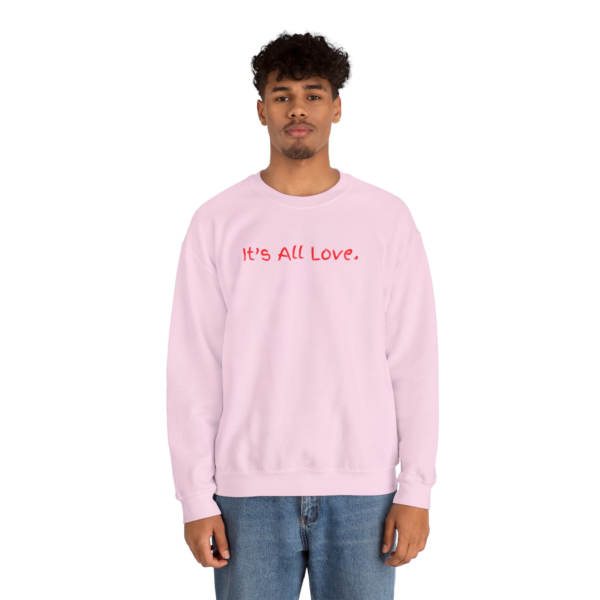 It's All Love Crewneck Sweatshirt — Casual Unisex Black Pullover